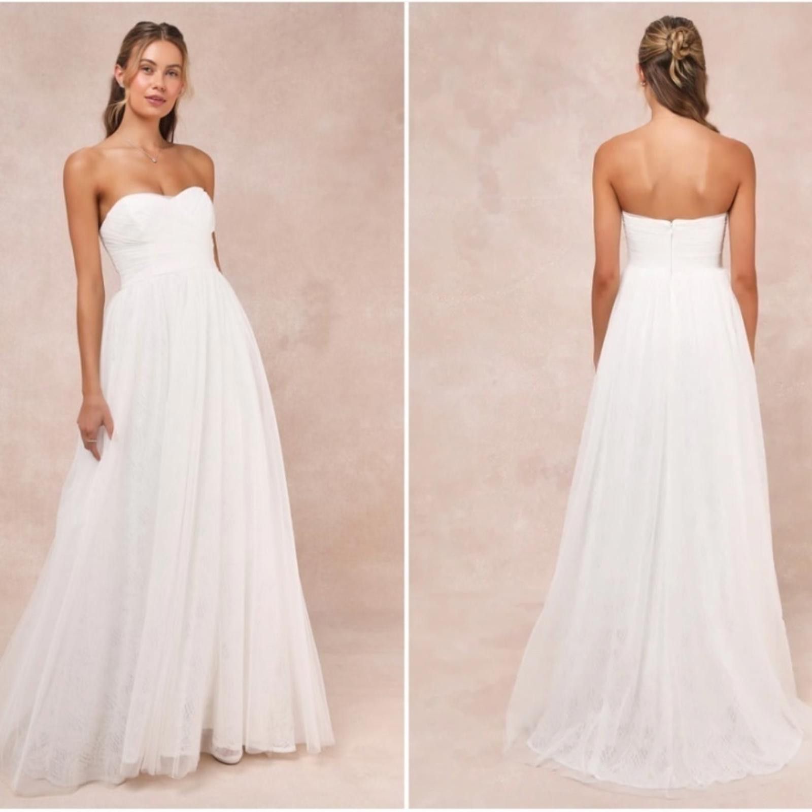 Lulus LULU's Bridal Wedding Romantic Flowy Floral Lace Ballgown Size L / US 10 / IT 46 - 3 Thumbnail