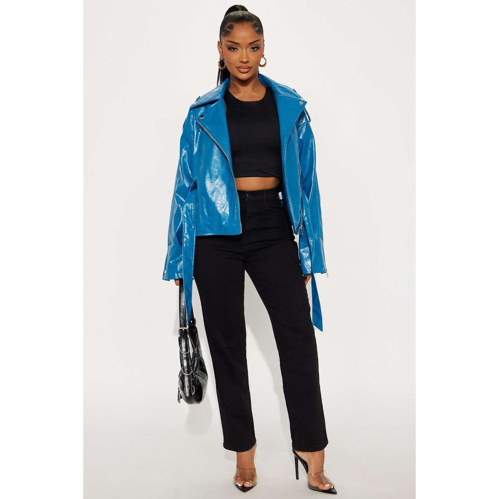 Other Moving On Faux Leather Moto Jacket - Teal - Size 1X Size XL / US 12-14 / IT 48-50 - 3 Thumbnail