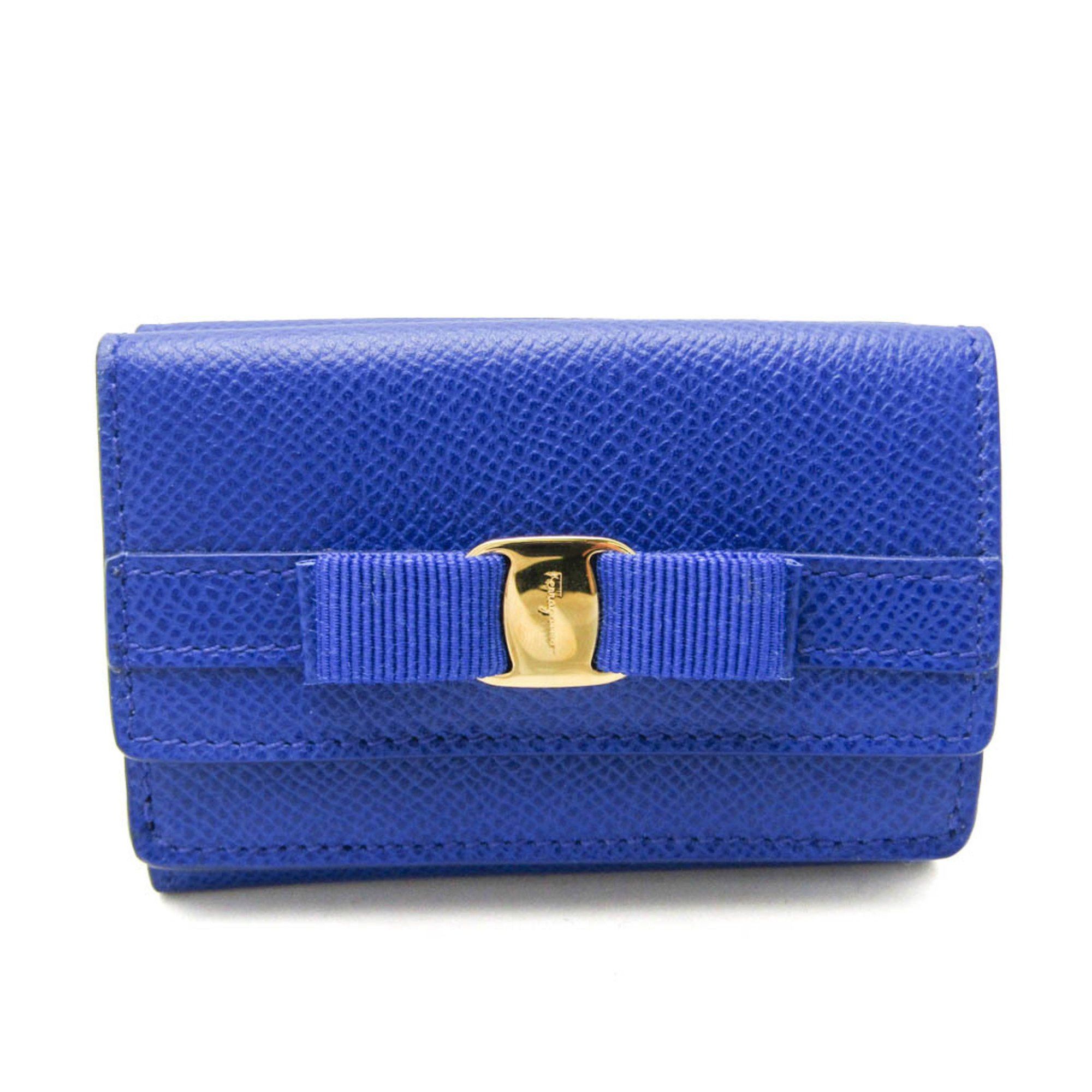 Salvatore Ferragamo Salvatore Ferragamo Vara JL-22 D951 Women's Leather Wallet (tri-fold) Royal Blue Size ONE SIZE - 1 Thumbnail