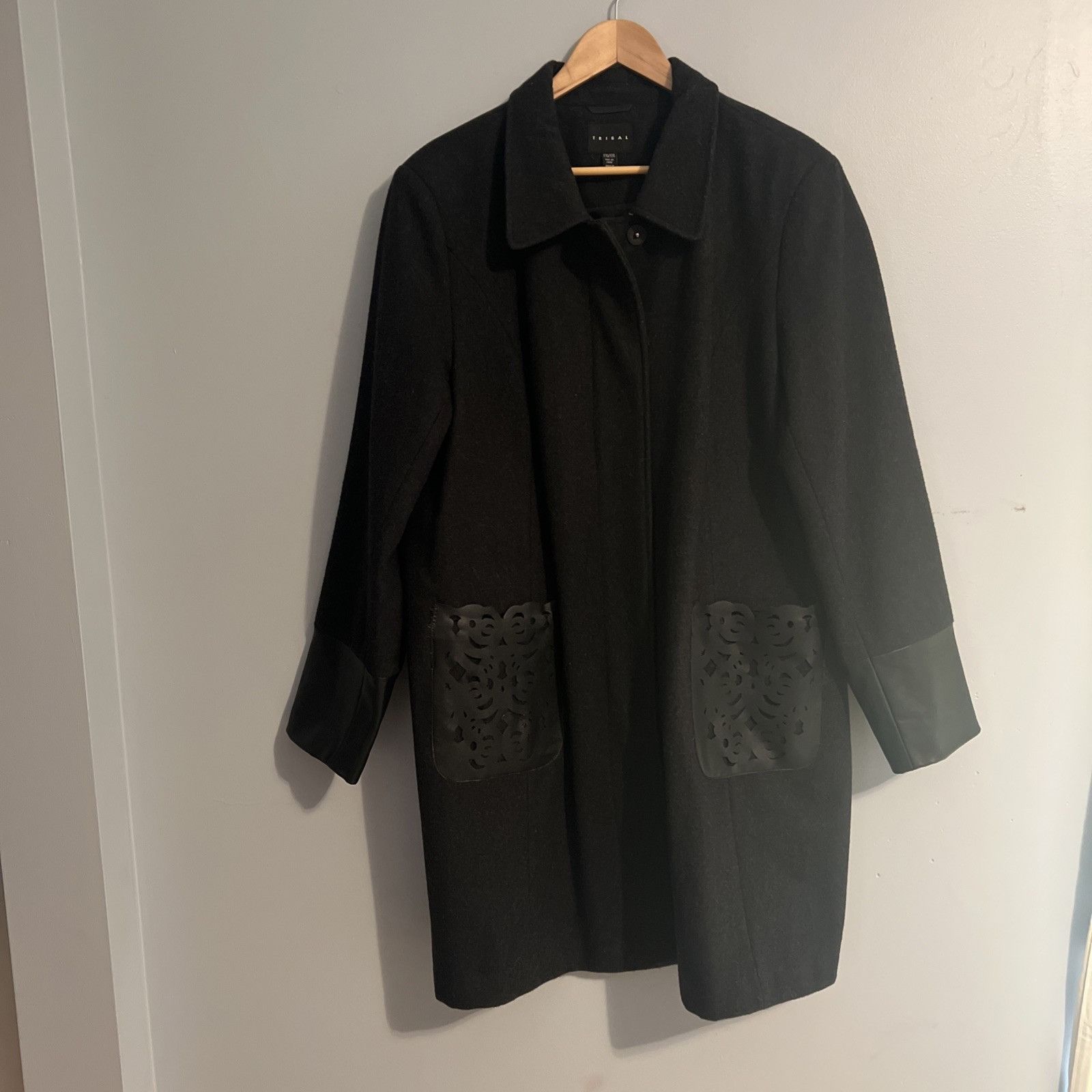 Tribal Streetwear TRIBAL XXL WOOL BLEND LONG COAT. LASER CUT POCKET DETAIL. LE Size XXL / US 16-18 / IT 52-54 - 2 Thumbnail