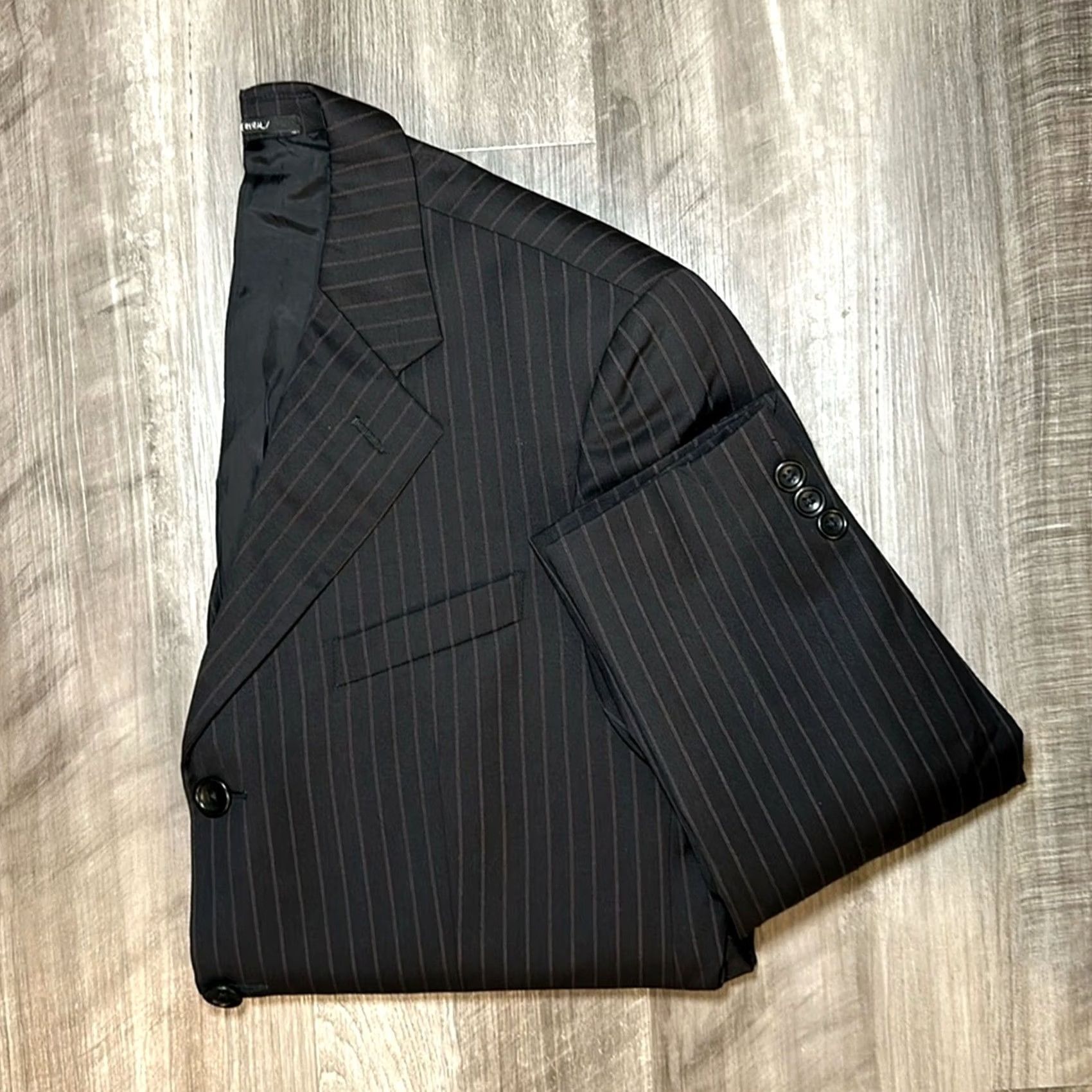 Armani Armani Collezioni Sport Coat Jacket - 40S Black Pinstripe Wool 2 Piece Mens Regular Size US XXS / EU 40 - 2 Thumbnail