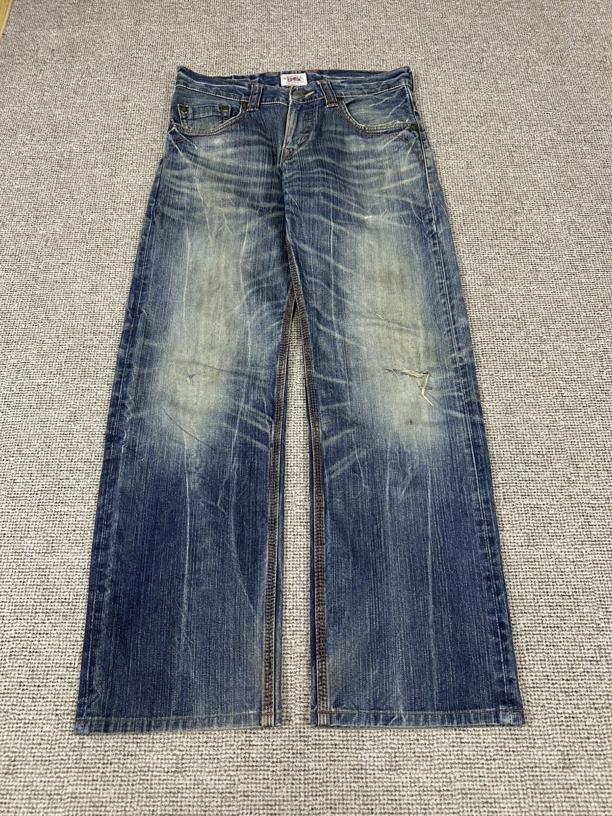 Edwin Vintage Edwin Exclusive Faded Thrash Denim 30x30 D768 Size US 30 / EU 46 - 1 Thumbnail