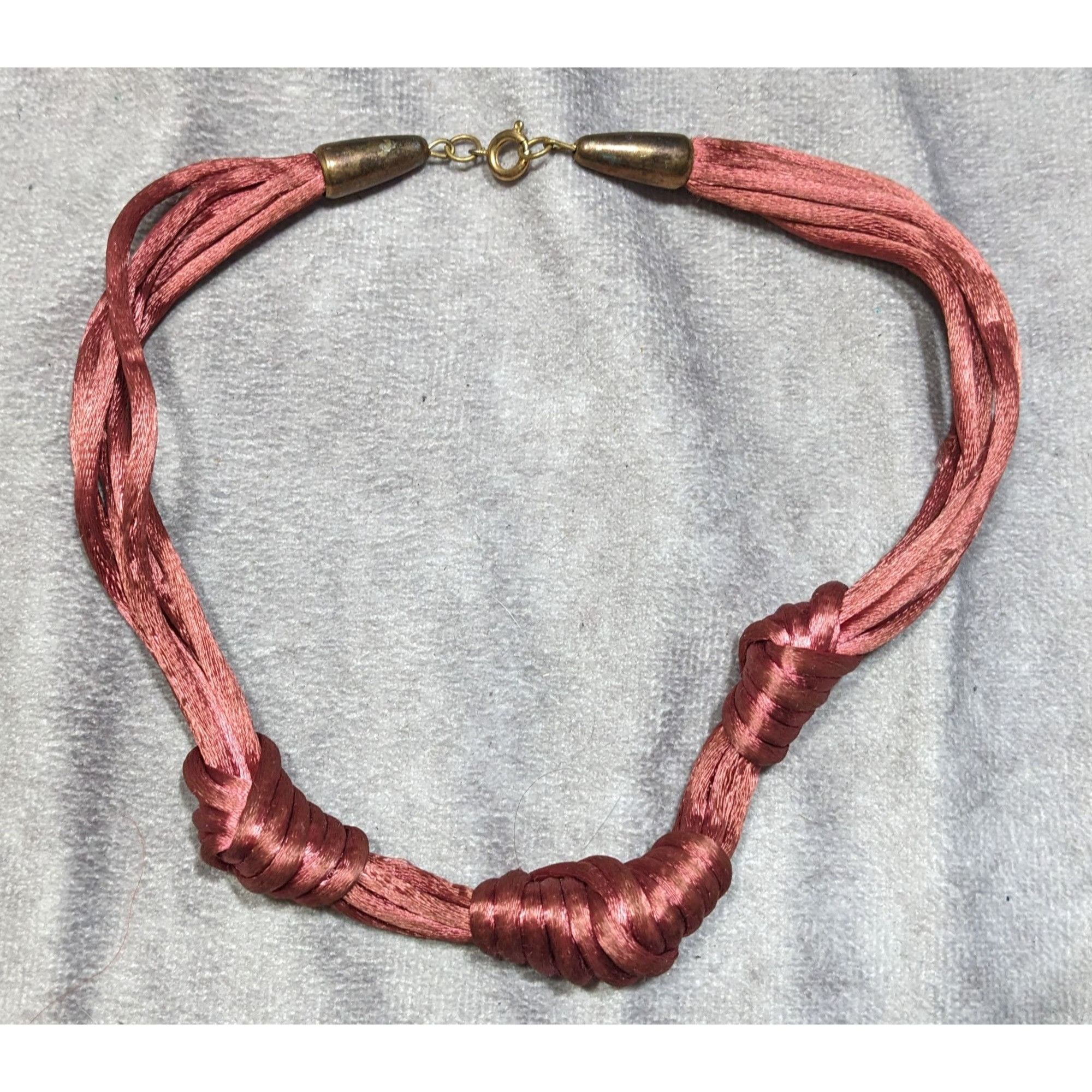Handmade Knotted Satin Rope Necklace In Ruby Red With Gold-Tone Clasp Size ONE SIZE - 6 Thumbnail
