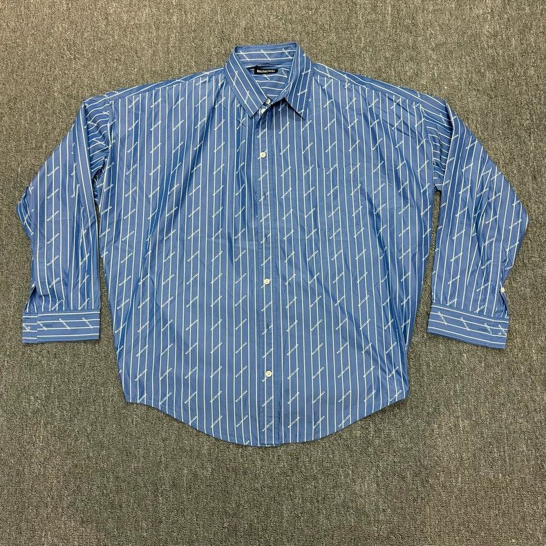 Balenciaga Balenciaga size 38 Blue and white stripes full printed log Size M / US 6-8 / IT 42-44 - 1 Thumbnail