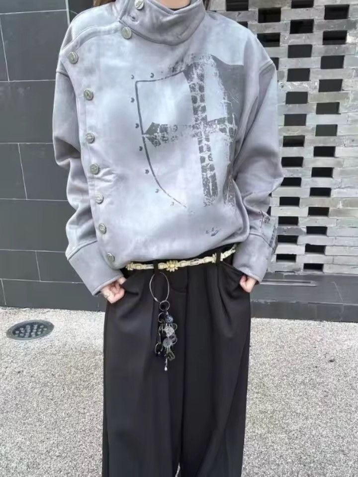 Japanese Brand Japanese Punk Gothic Turtleneck Button Jacket Coat Size US M / EU 48-50 / 2 - 1 Thumbnail