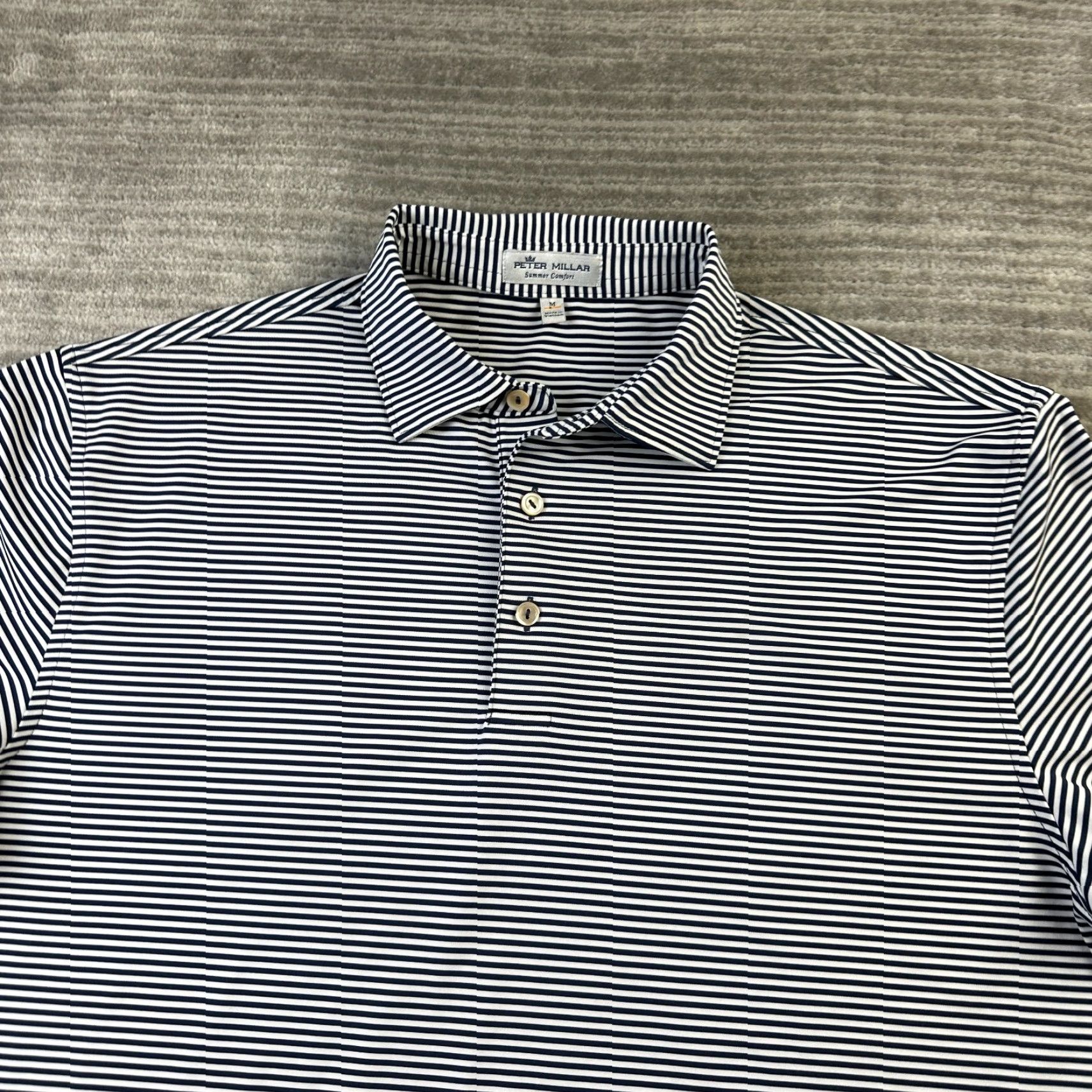 Peter Millar Peter Millar Polo Shirt Mens L White Blue Stripe Casual Summer Comfort Golf Size US L / EU 52-54 / 3 - 3 Thumbnail