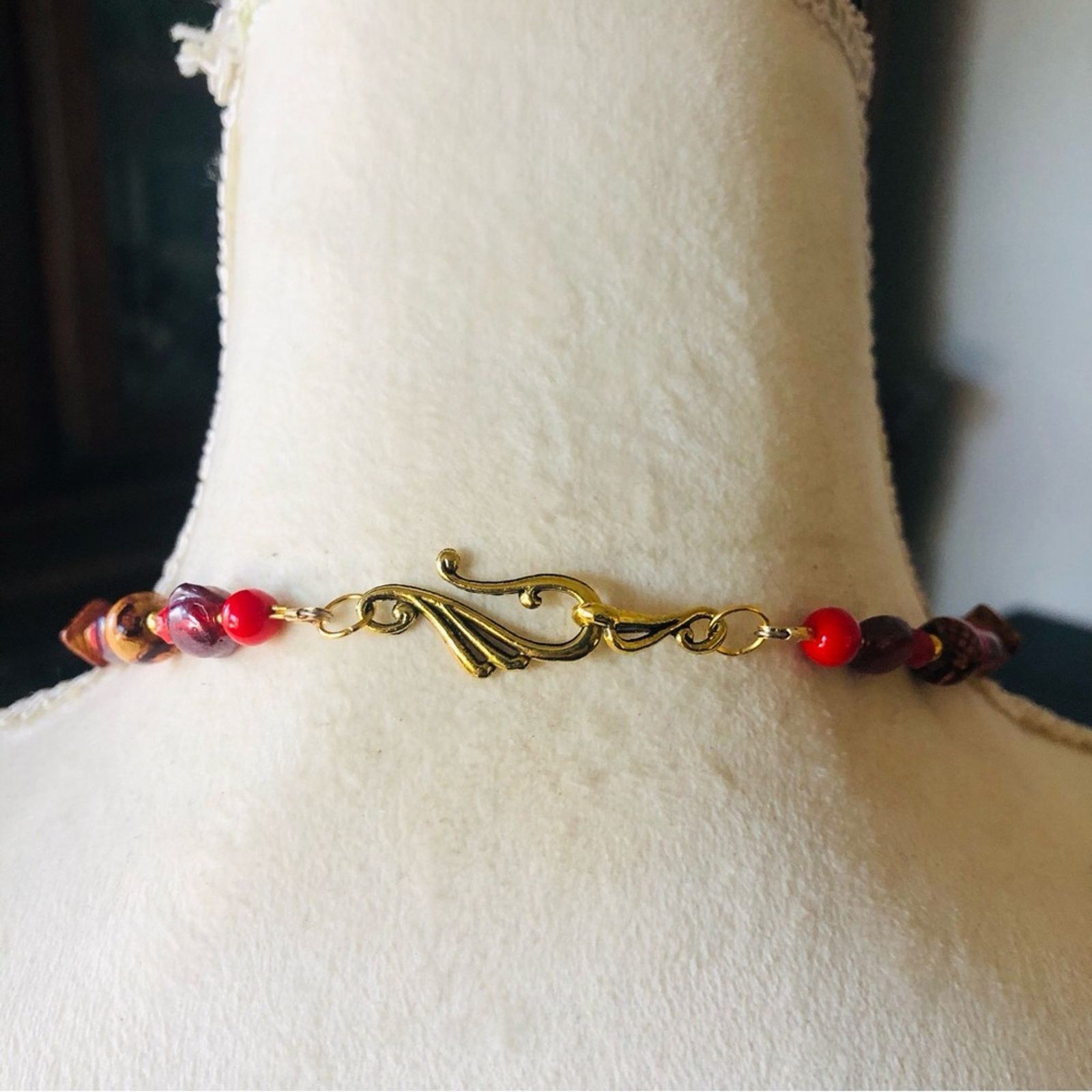 Handmade Handcrafted repurpose mixed bead crackle Pearl necklace Size ONE SIZE - 7 Thumbnail