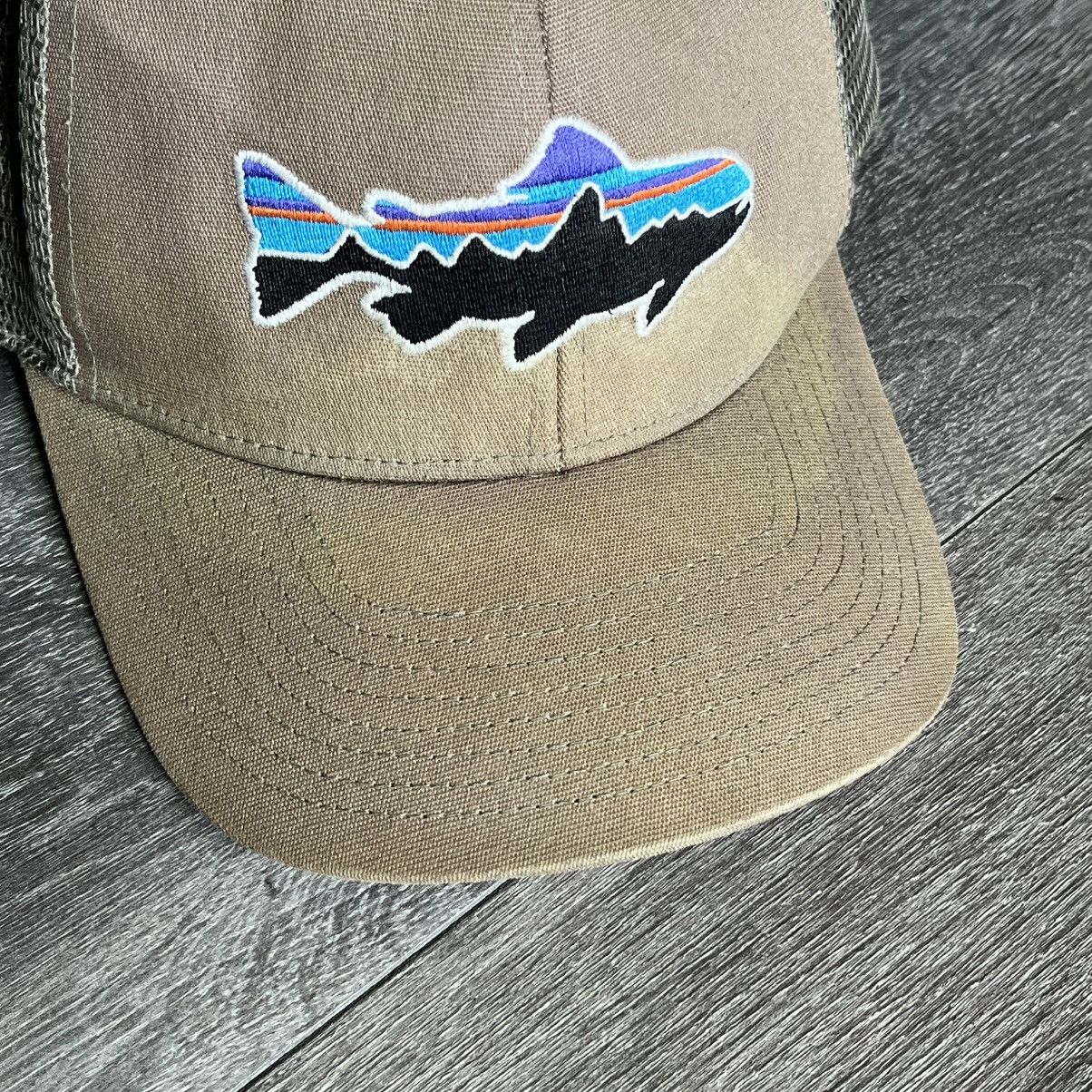 Patagonia Vintage Patagonia Fitz Roy Trout Fish Tan Beige Trucker Hat Size ONE SIZE - 4 Thumbnail