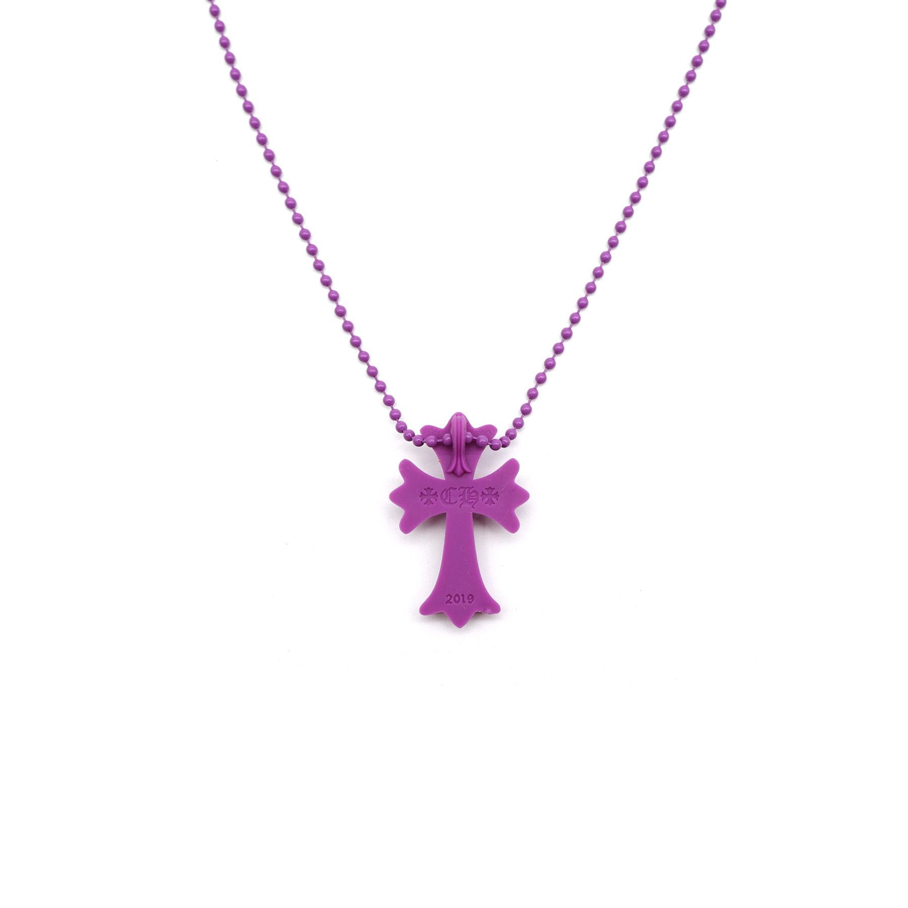Chrome Hearts Chrome Hearts Purple Resin Cross Pendant Ball Chain Necklace Size ONE SIZE - 2 Thumbnail