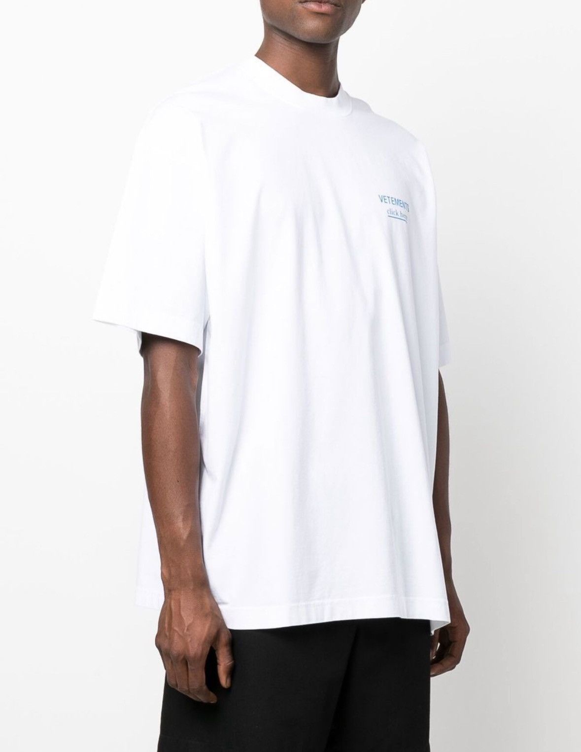 Vetements NEW | VETEMENTS WHITE LOGO „CLICK HERE“ TSHIRT BLUE OVERSIZE Size US XL / EU 56 / 4 - 1 Thumbnail