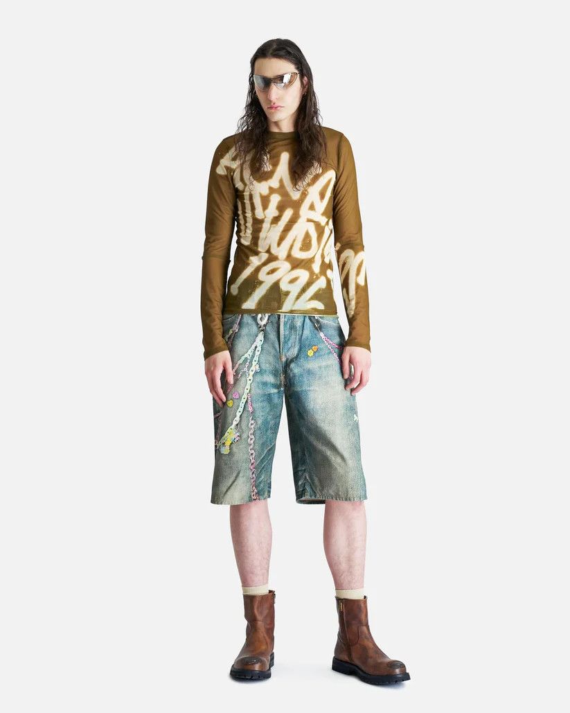 Acne Studios o1s1v1r1oon0825 Sheer Logo Long Sleeve in Green/Dark Khaki Size US M / EU 48-50 / 2 - 5 Thumbnail