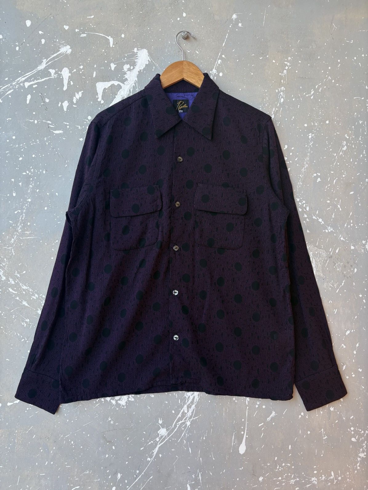Needles Authentic Needles Polka Dot Jacquard Shirt Purple Cupra Line Size US M / EU 48-50 / 2 - 2 Thumbnail