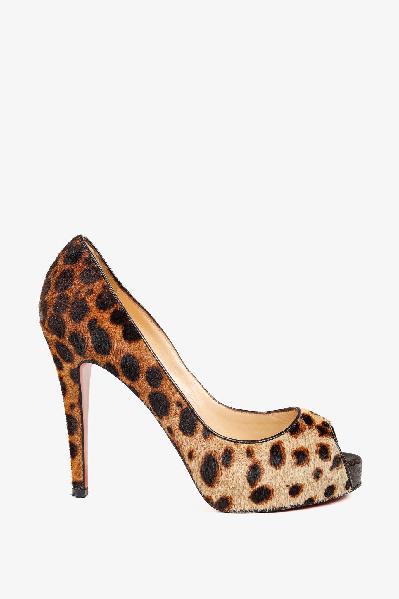 Christian Louboutin Christian Louboutin Leopard Pony Hair Peep Toe Platform Pump Size US 7.5 / IT 37.5 - 1 Thumbnail