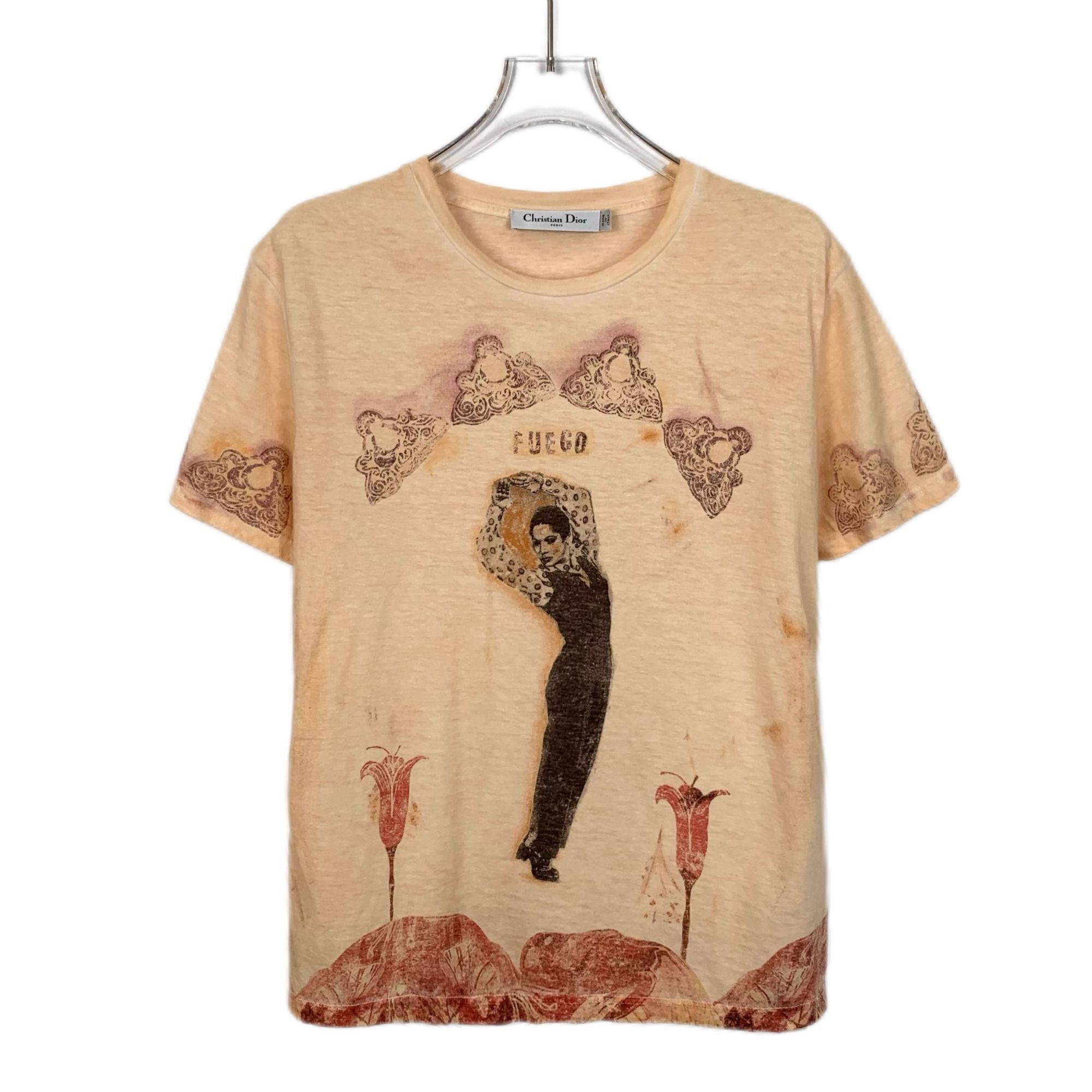 Christian Dior Monsieur Christian Dior Yellow Graphic Print Cotton Crew Neck Short S Size S / US 4 / IT 40 - 1 Thumbnail