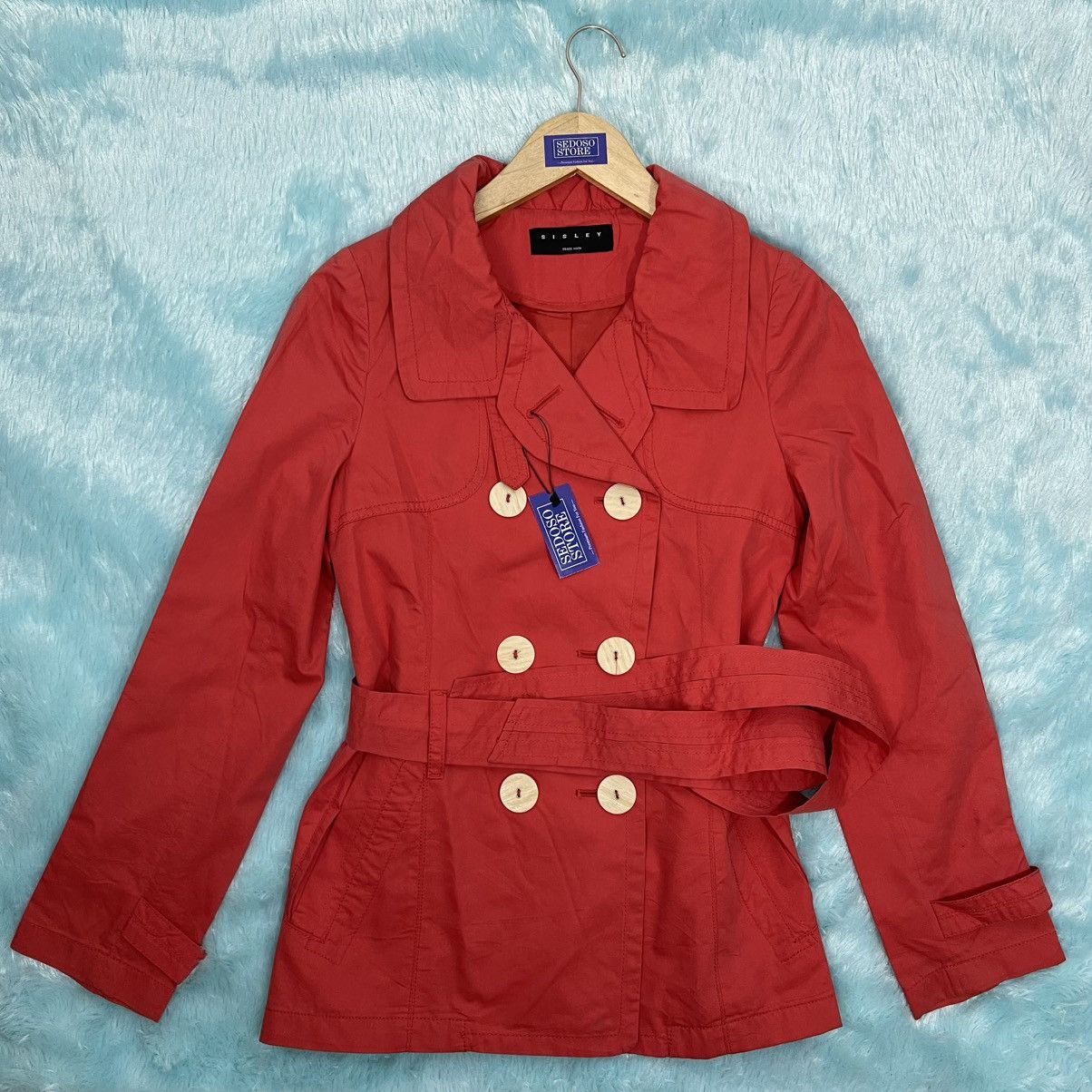Sisley Sisley Fox Red Double-Breasted Trench Coat Size L / US 10 / IT 46 - 1 Thumbnail