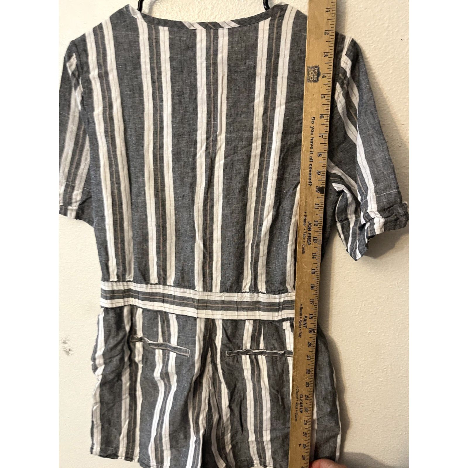 Banana Republic VINTAGE Banana Republic Women's Romper Size 10 Gray Linen-Blend Belted Casual Travel Size 32" / US 10 / IT 46 - 4 Thumbnail