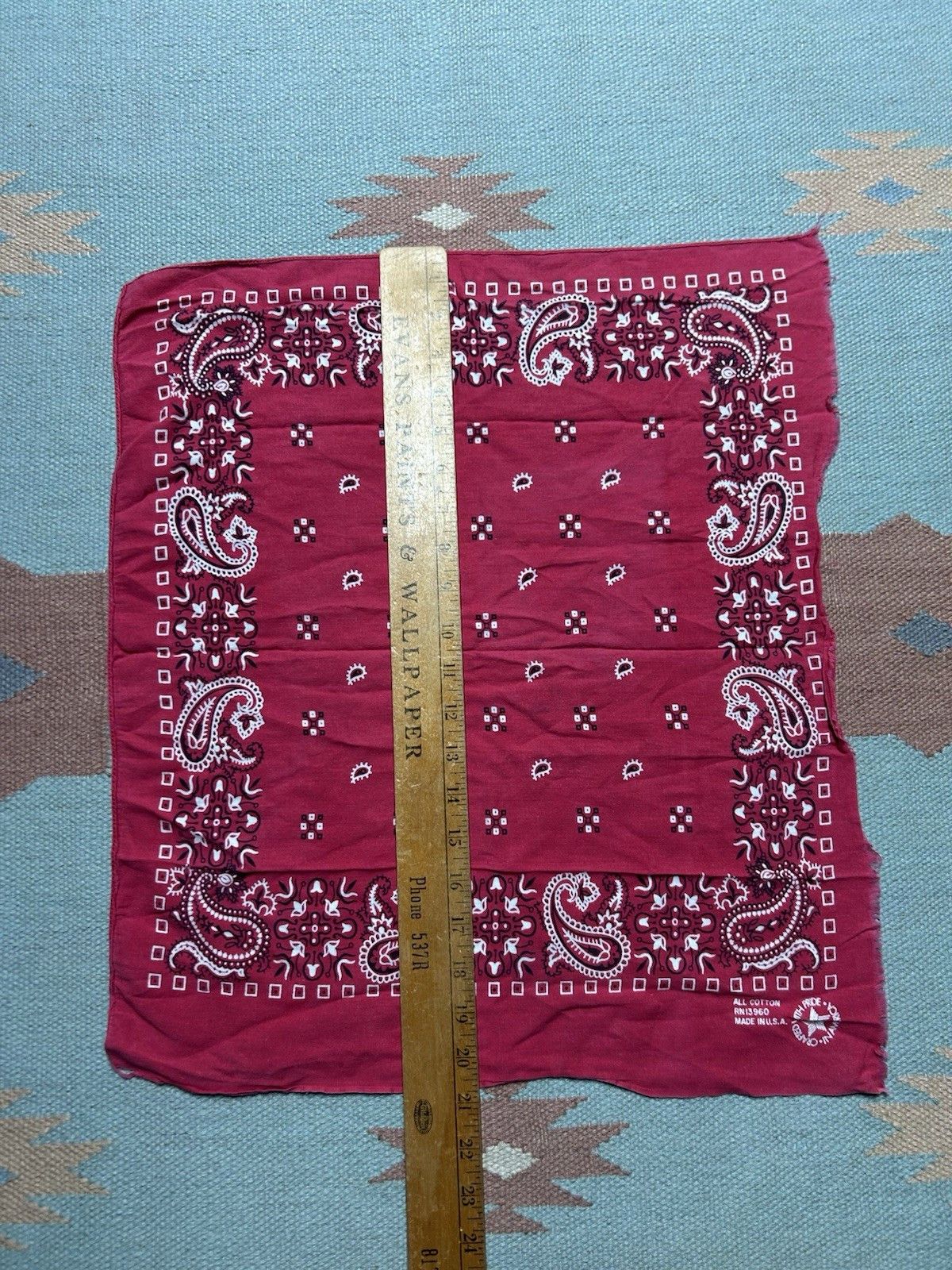 Vintage Vintage cotton bandana handkerchief paisley geometric soft Size ONE SIZE - 6 Thumbnail