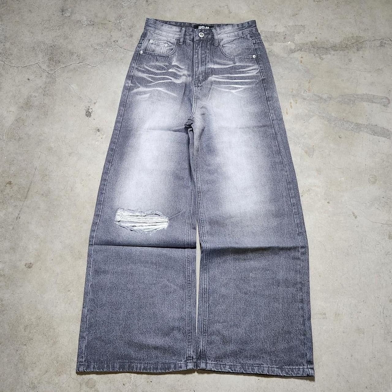 Grey Baggy Jeans - Distressed/Faded/Ripped