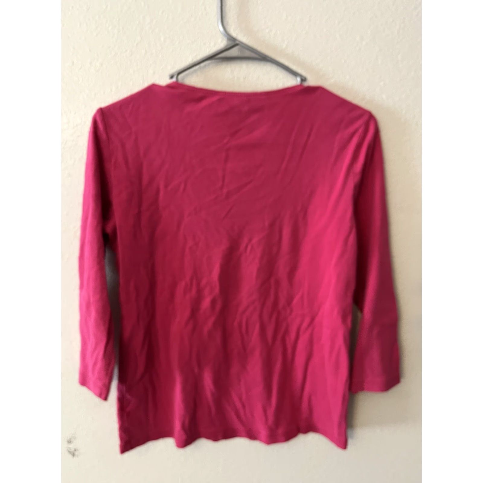 Vintage Karen Scott Women T-Shirt 3/4 Sleeve Round Neck Solid Pink Size S Size S / US 4 / IT 40 - 3 Thumbnail