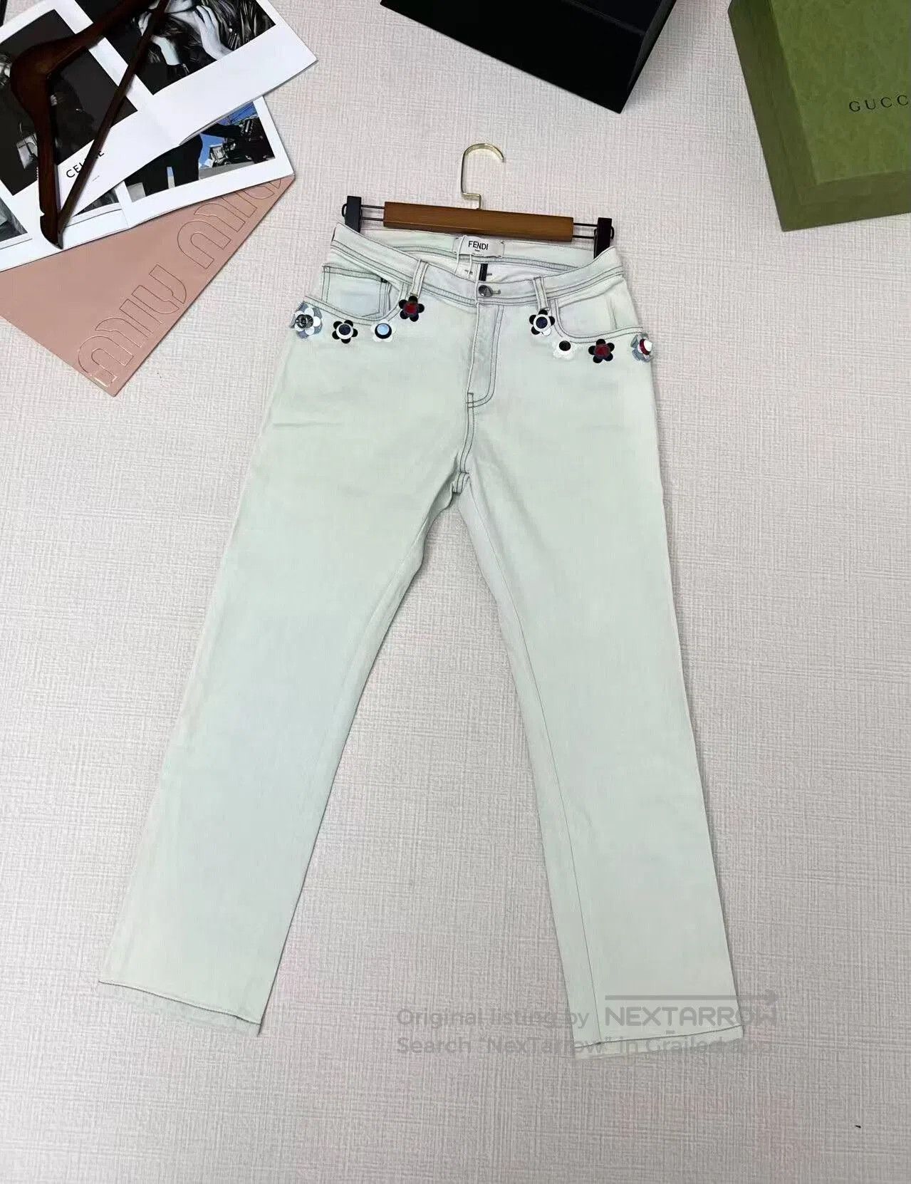 Fendi Floral Denim Pants Size 52.
