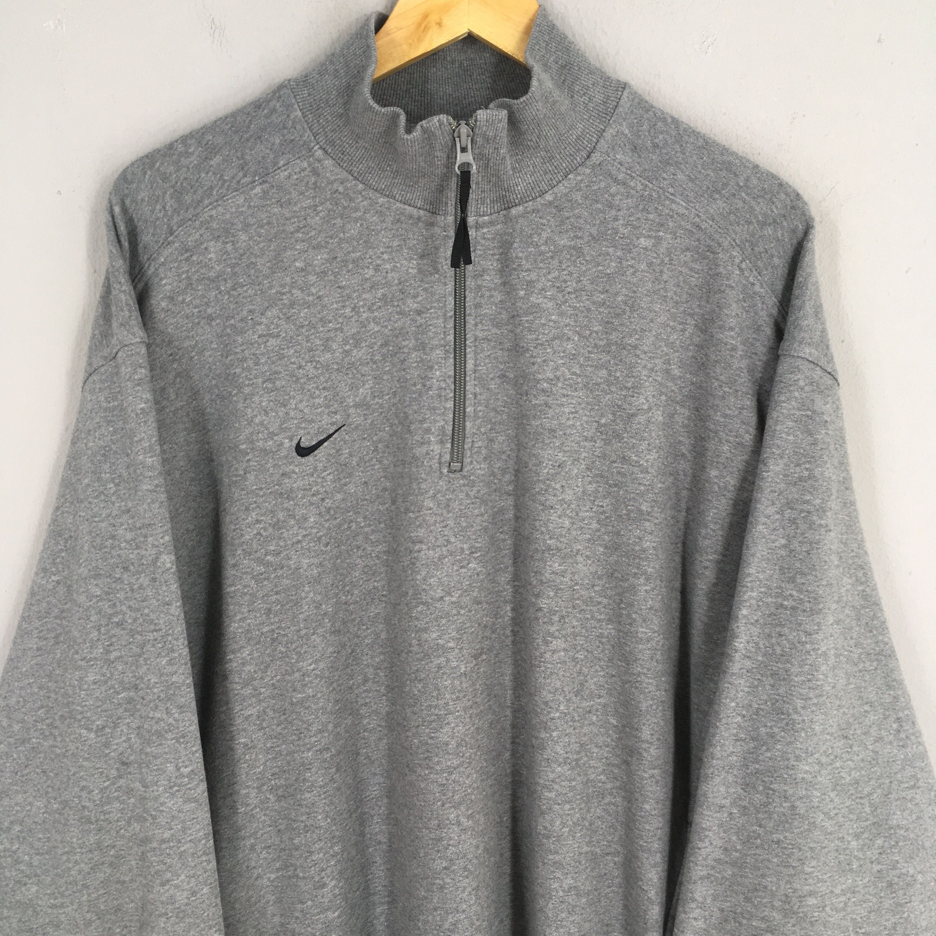 Nike × Vintage Vintage Nike Swoosh Half Zipper Gray Sweatshirt Large Size US L / EU 52-54 / 3 - 2 Thumbnail