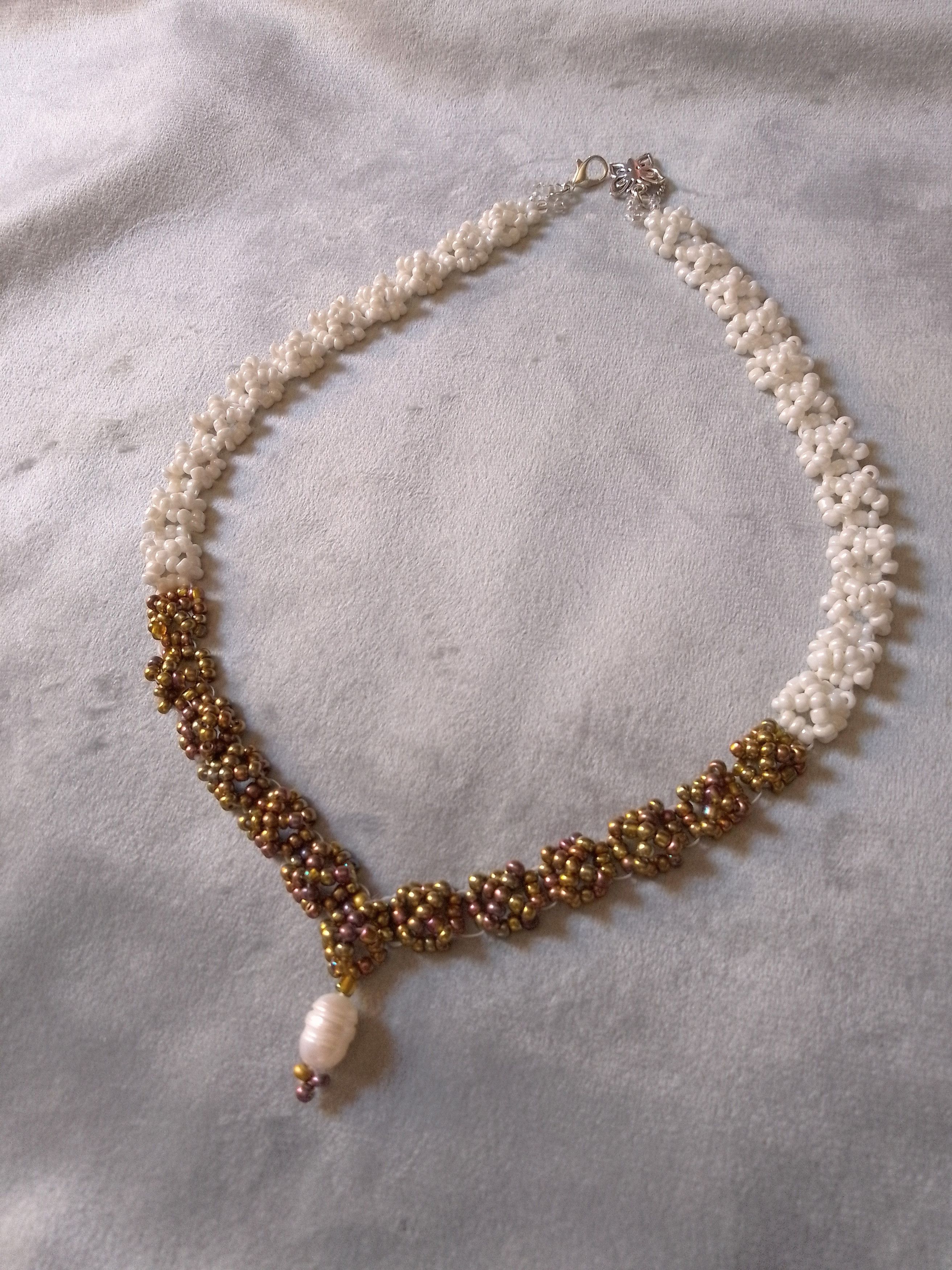 Handmade Elegant necklace natural freshwater pearls Golden Ivory Size ONE SIZE - 5 Thumbnail
