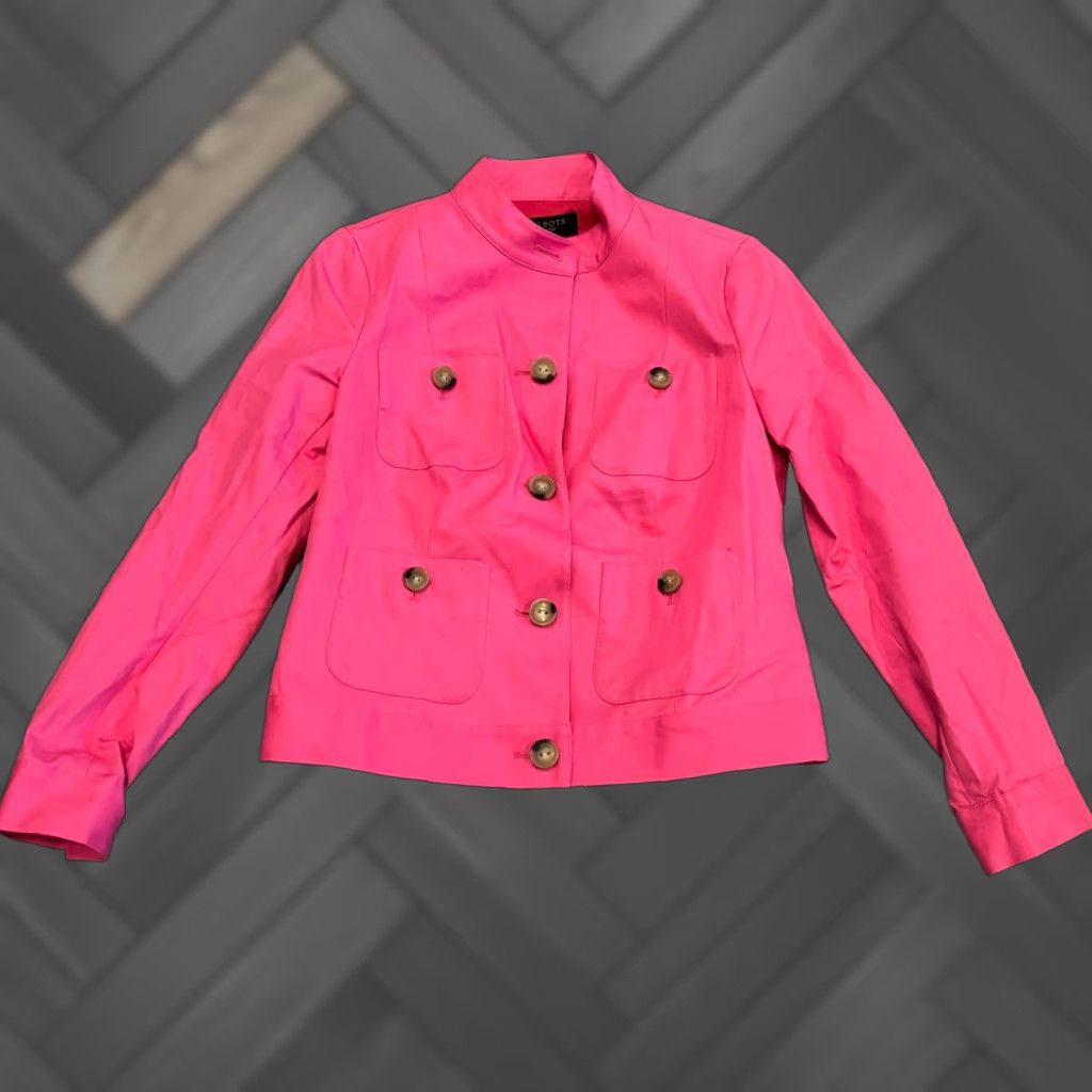 Talbots Talbots Jacket Womens Petite 4 Pink Stretch Chest Pockets Collared Button Front Size S / US 4 / IT 40 - 1 Thumbnail