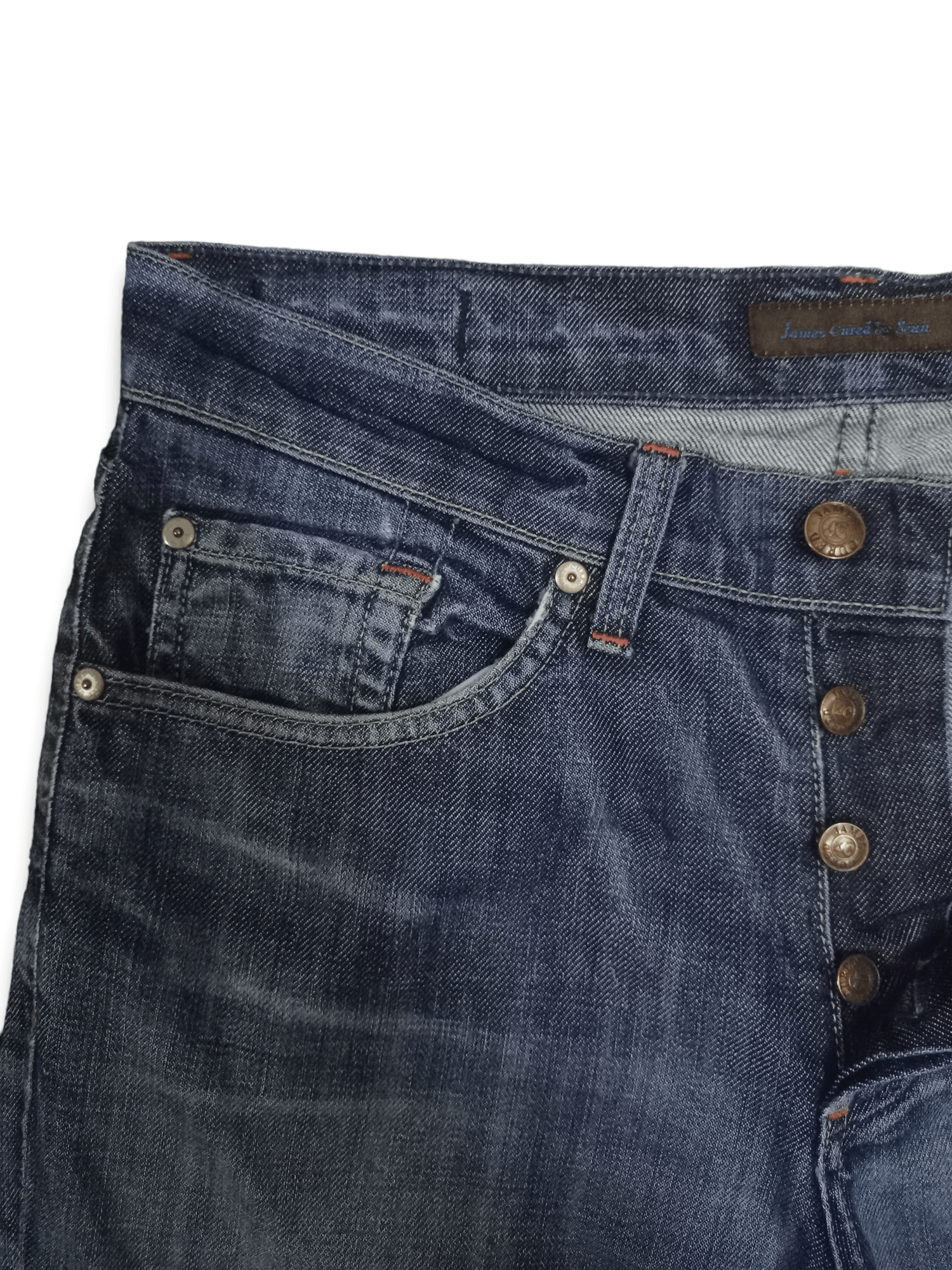 Other Vintage James Cured Blue Wash Distressed Flare Jeans Size US 31 - 6 Thumbnail