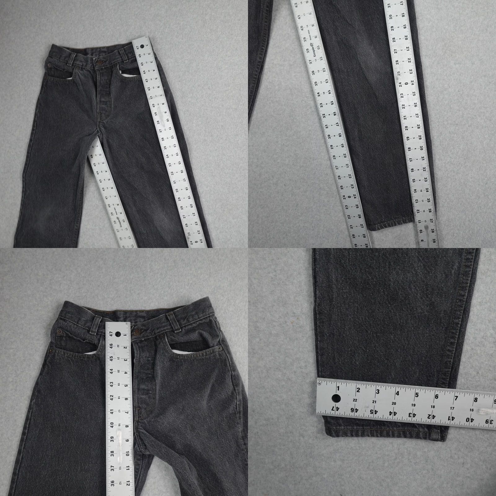 Levi's VINTAGE Levi's 701 Jeans 27 (27X28) Button Fly Black Denim 5-Pocket Regular Womens Size 27 80s Vintage style Straight Jeans Mens Womens Size 27" / US 4 / IT 40 - 8 Thumbnail