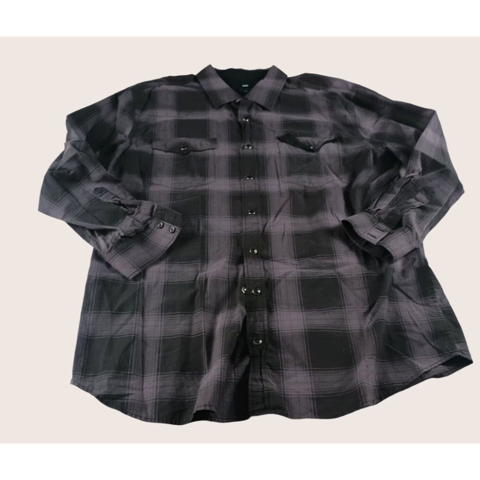 Gap Gap Button-Up Shirt Plaid Purple Black XL L/S Pockets Cowboy Western Mens Size US XL / EU 56 / 4 - 1 Thumbnail