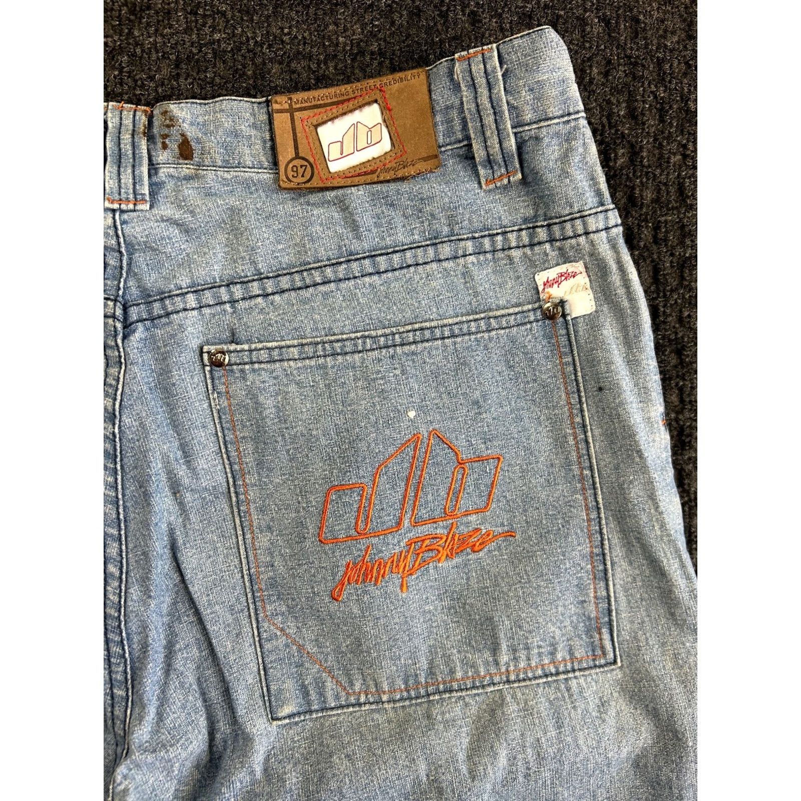Denime VINTAGE Johnny Blaze Jeans 36 Paint Streaks Baggy Loose Hip Hop Denim Mens Size US 36 / EU 52 - 3 Thumbnail