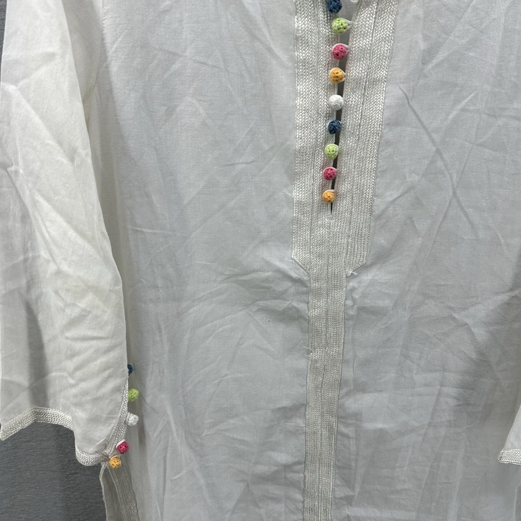 Vintage Roberta Roller Rabbit Shirt Dress Womens M Ivory Bohemian Casual Beach Festival 90s Style Size M / US 6-8 / IT 42-44 - 3 Thumbnail