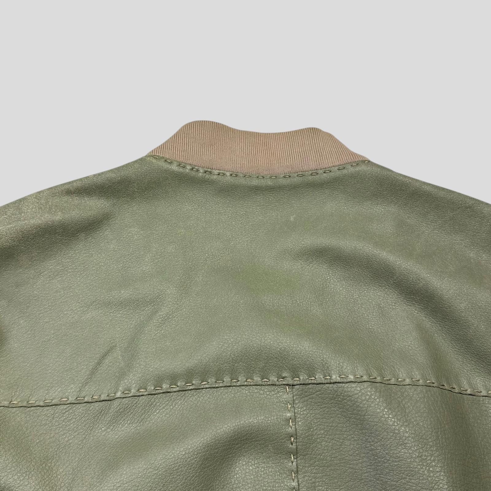 Fendi Fendi Avocado Green Leather FF Zucca Bomber Jacket IT46 S/M Size US M / EU 48-50 / 2 - 8 Thumbnail