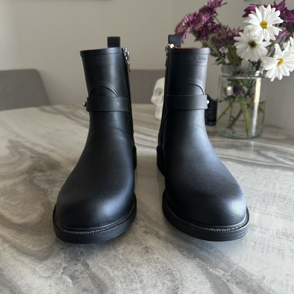 Rag & Bone rag & bone New York Moto Rain Black Rubber Boots Size US 10.5 / IT 40.5 - 3 Thumbnail