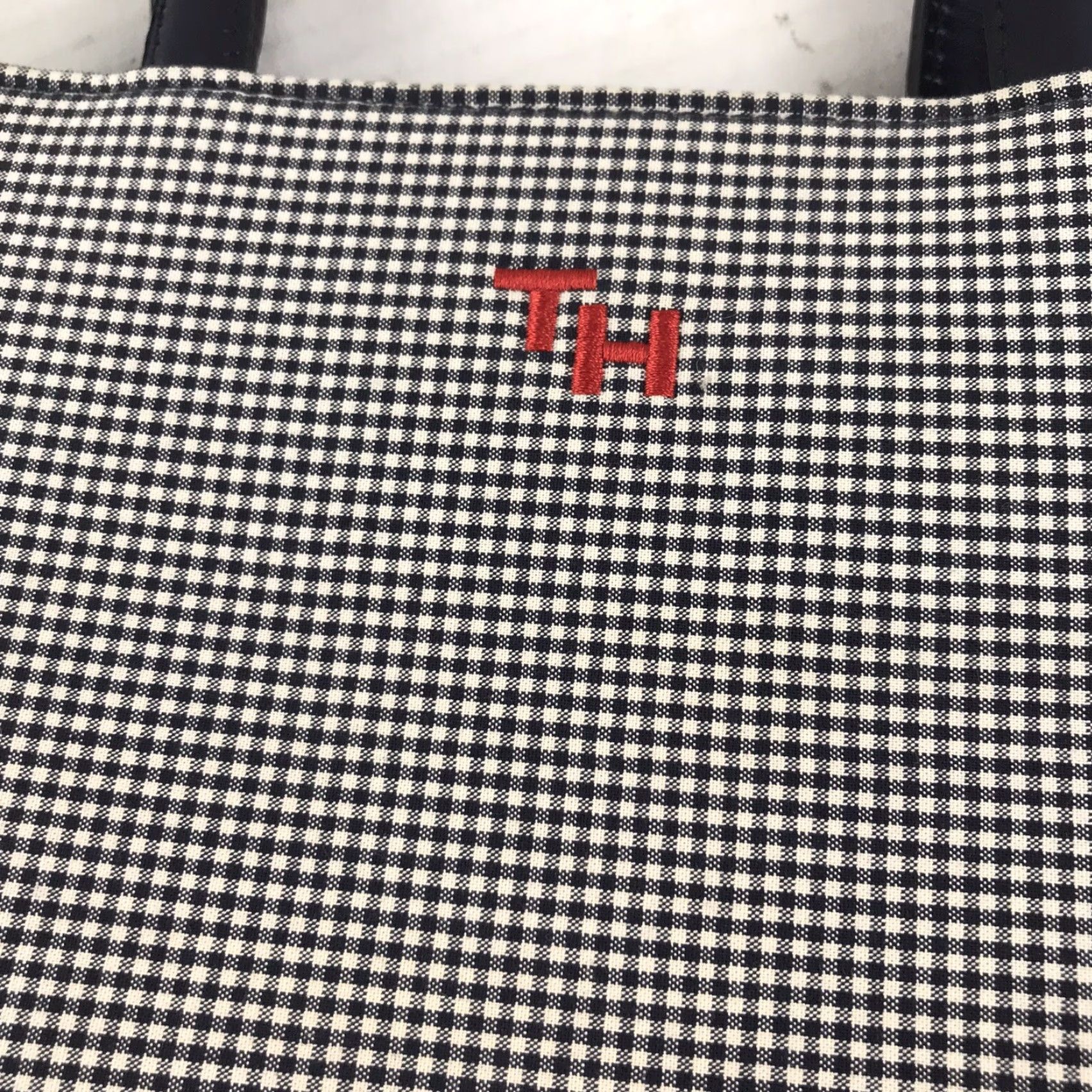 Tommy Hilfiger Tommy Hilfiger Tote Bag Women Medium Blue/White Checkered Cotton Designer Casual Travel Size ONE SIZE - 2 Thumbnail