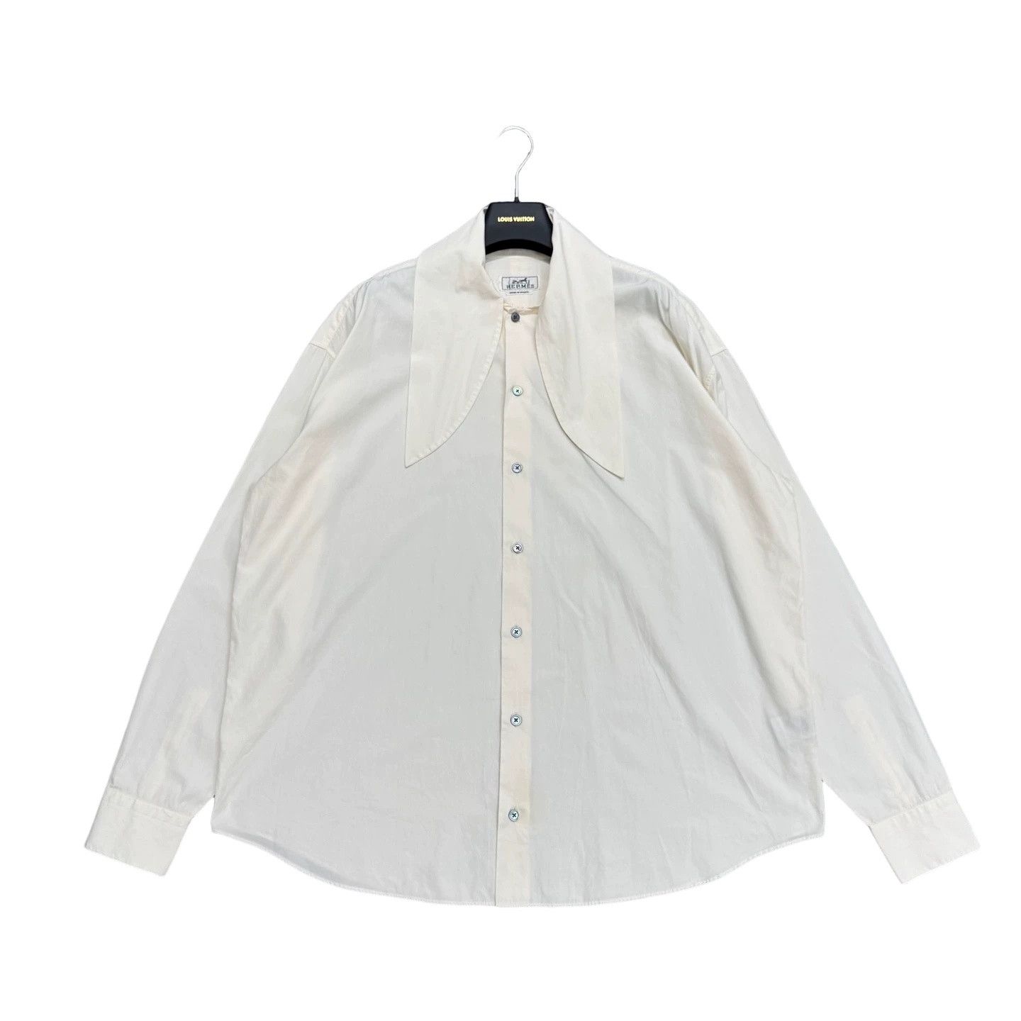 Hermes Hermes White Cotton Button Up Shirt Size M Size US M / EU 48-50 / 2 - 1 Thumbnail