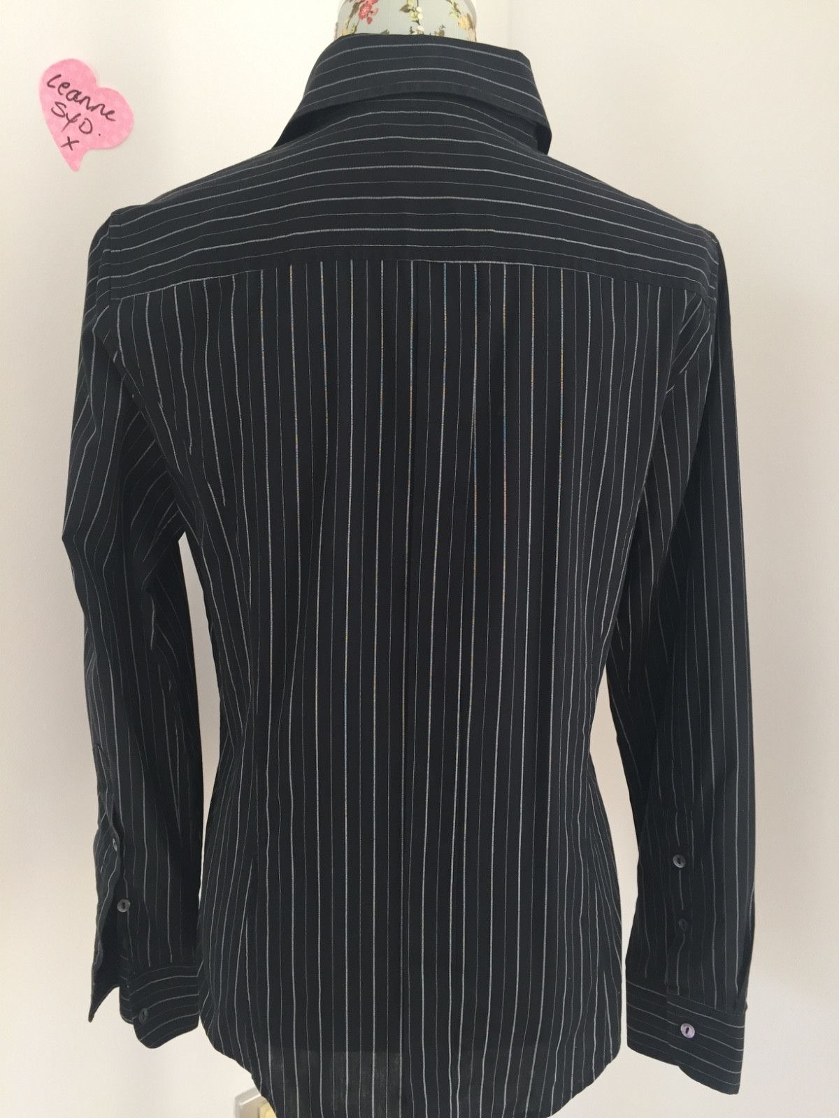 Dolce & Gabbana DOLCE & GABBANA Women's designer Black Pinstripe Shirt luxe Size L / US 10 / IT 46 - 6 Thumbnail