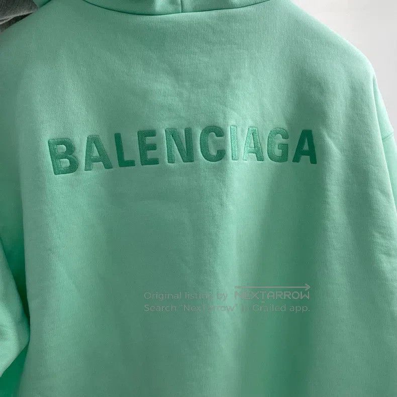 Balenciaga Balenciaga Mint green strong logo hooded sweatshirt long-s Size US S / EU 44-46 / 1 - 3 Thumbnail