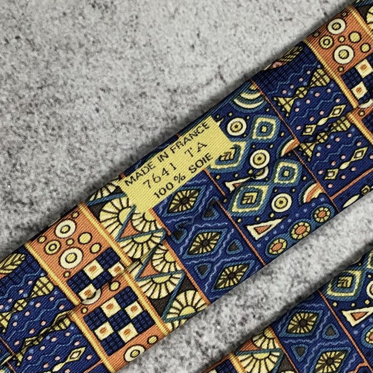 Hermes Hermes Paris Silk Tie Geometric Tribal Mosaic Bird Pattern Size ONE SIZE - 7 Thumbnail