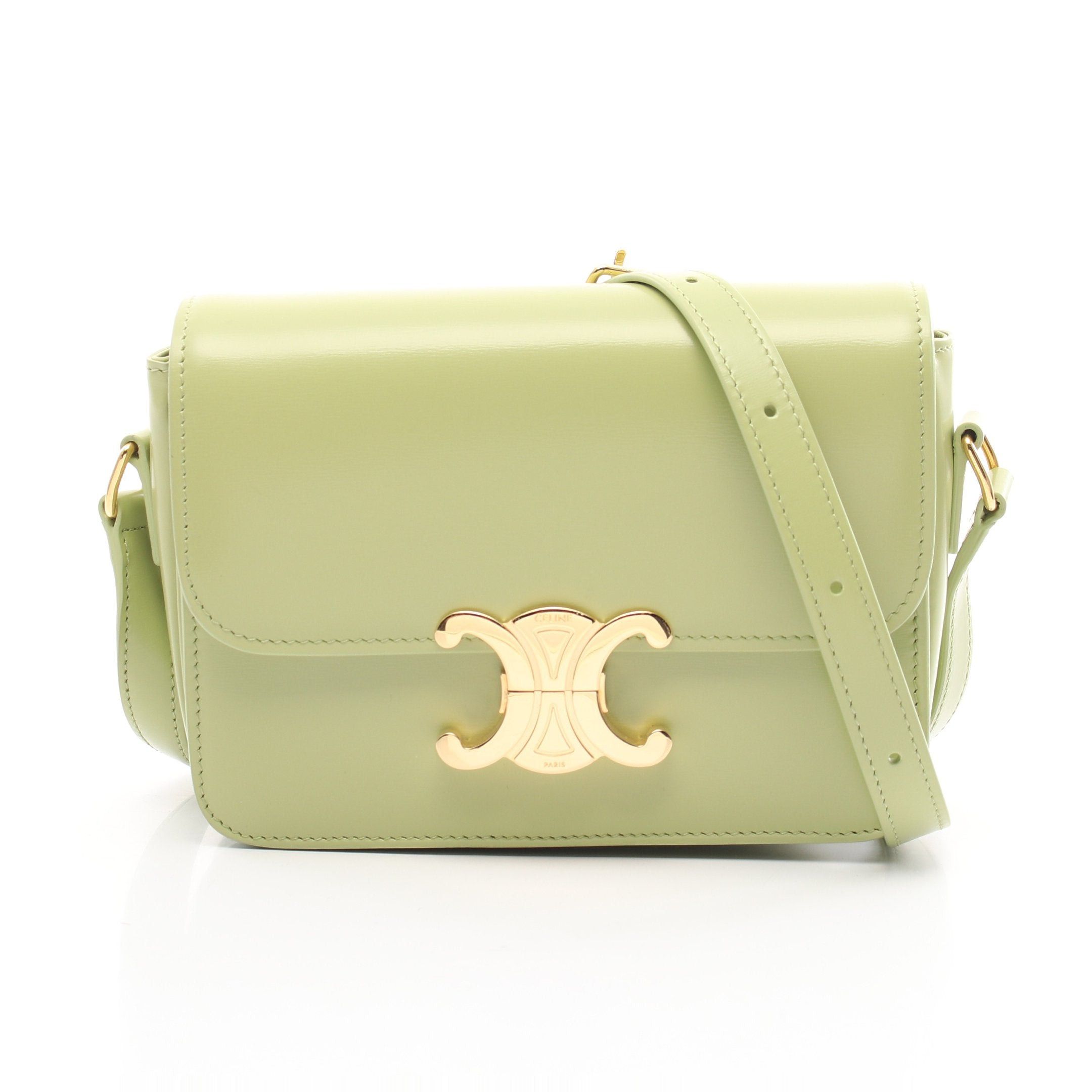 Celine Celine Teen Triomphe Bag Shoulder Leather Light Green Size ONE SIZE - 1 Thumbnail