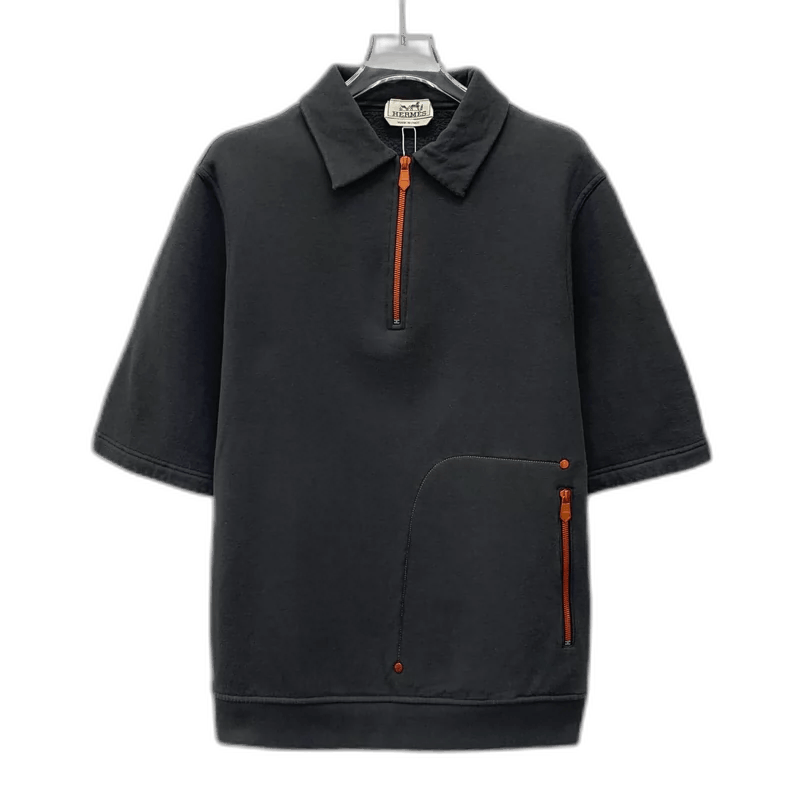 Hermes Hermes Cotton Short Sleeve Polo Shirt in Dark Gray Size US S / EU 44-46 / 1 - 1 Thumbnail