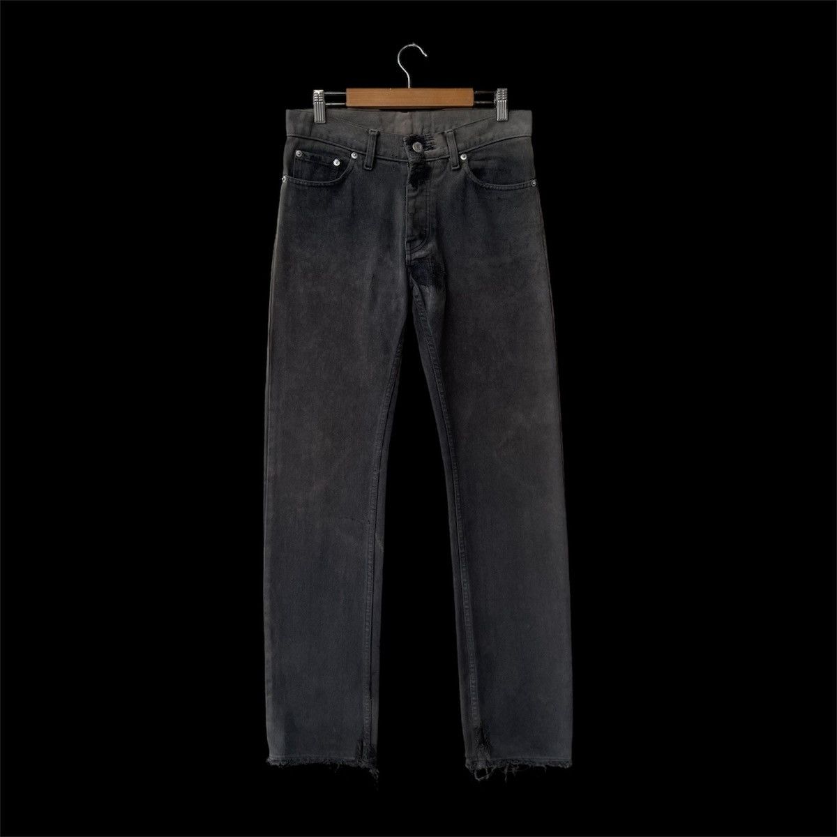 Helmut Lang Thrashed Archival 90s HELMUT LANG Faded Black Denim Jeans Size US 30 / EU 46 - 3 Thumbnail
