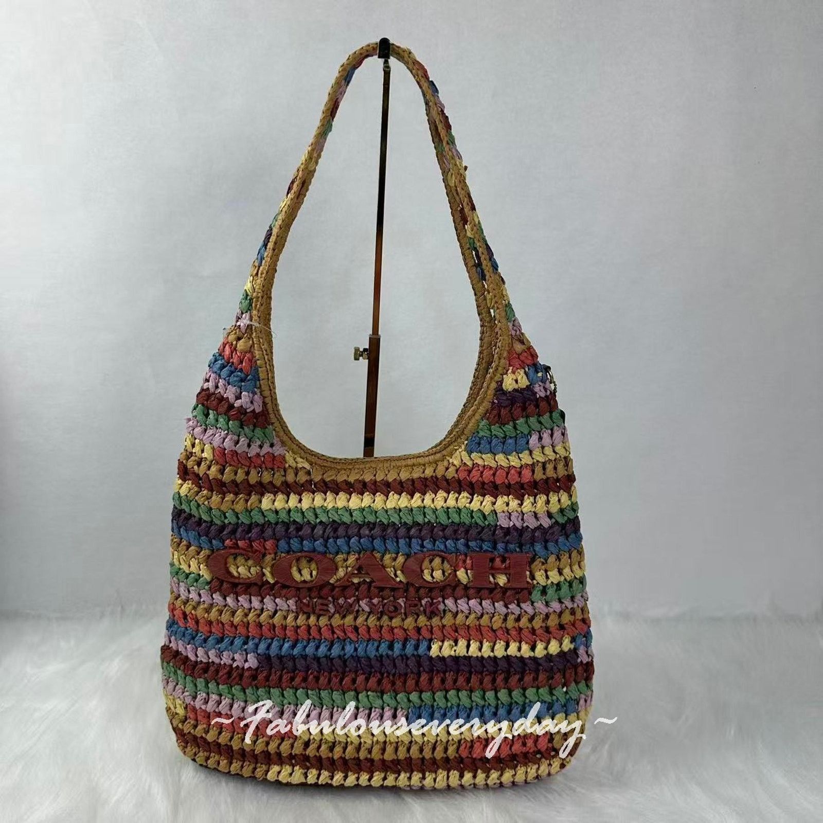 Coach COACH Brooklyn Shoulder Bag 34 In Straw/Brass/Multi CDZ40 Size ONE SIZE - 1 Thumbnail