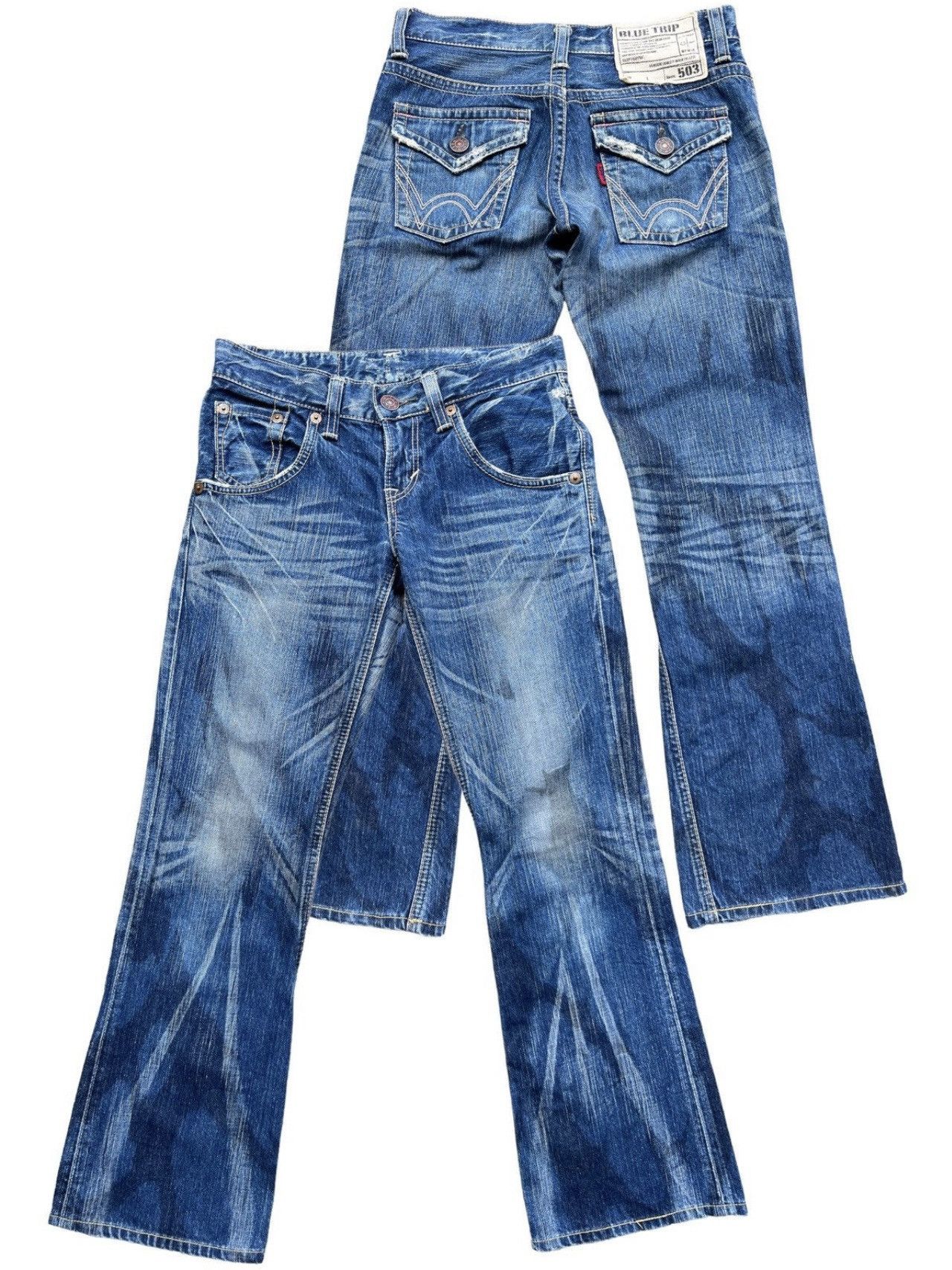 Edwin Vintage Edwin Blue Trip Distressed Flare Denim Jeans 29x29 Size 29" - 1 Thumbnail