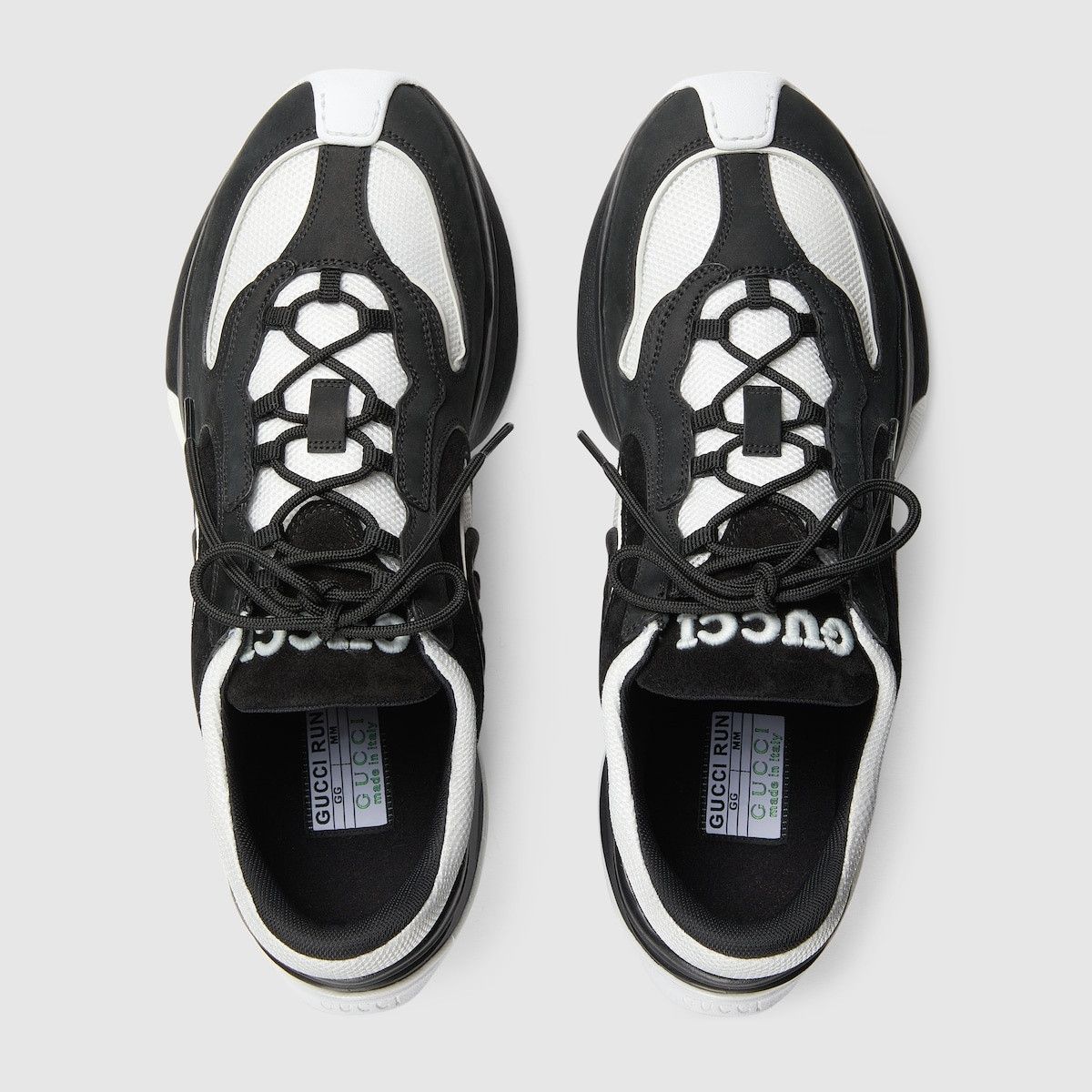 Gucci o1mt1gz0425 Interlocking G Run Sneakers in Black & White Size US 8 / EU 41 - 3 Thumbnail