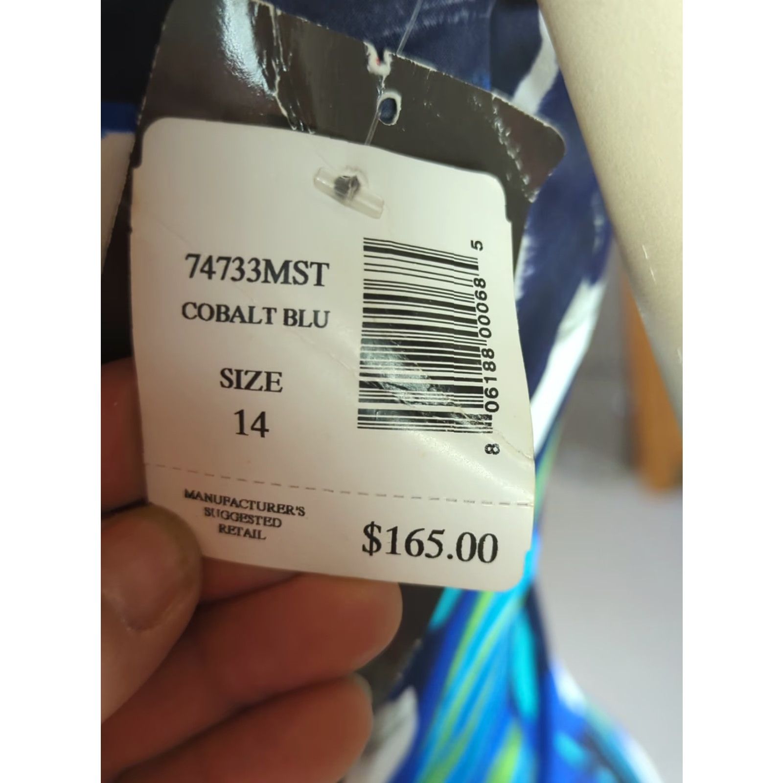 Vintage MAGICSUIT Arianna Tankini Crisscross Ruched Swim Top Sz 14 Colbolt Blue Multi Animal Print Built-In Bra Adjustable Strap Nylon Spandex Ladies Beach Size XL / US 12-14 / IT 48-50 - 5 Thumbnail