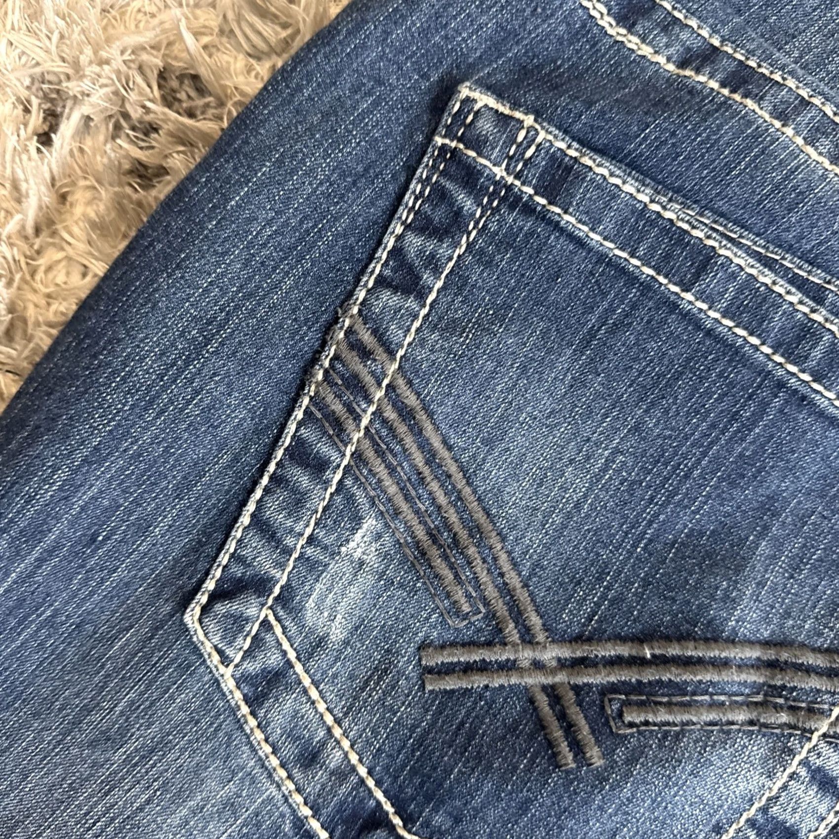 Denime Vintage 00s Axel Blue Embroidered Denim Jeans Bootcut Stretch Y2K Mens Sz 38x32 Size US 38 / EU 54 - 4 Thumbnail