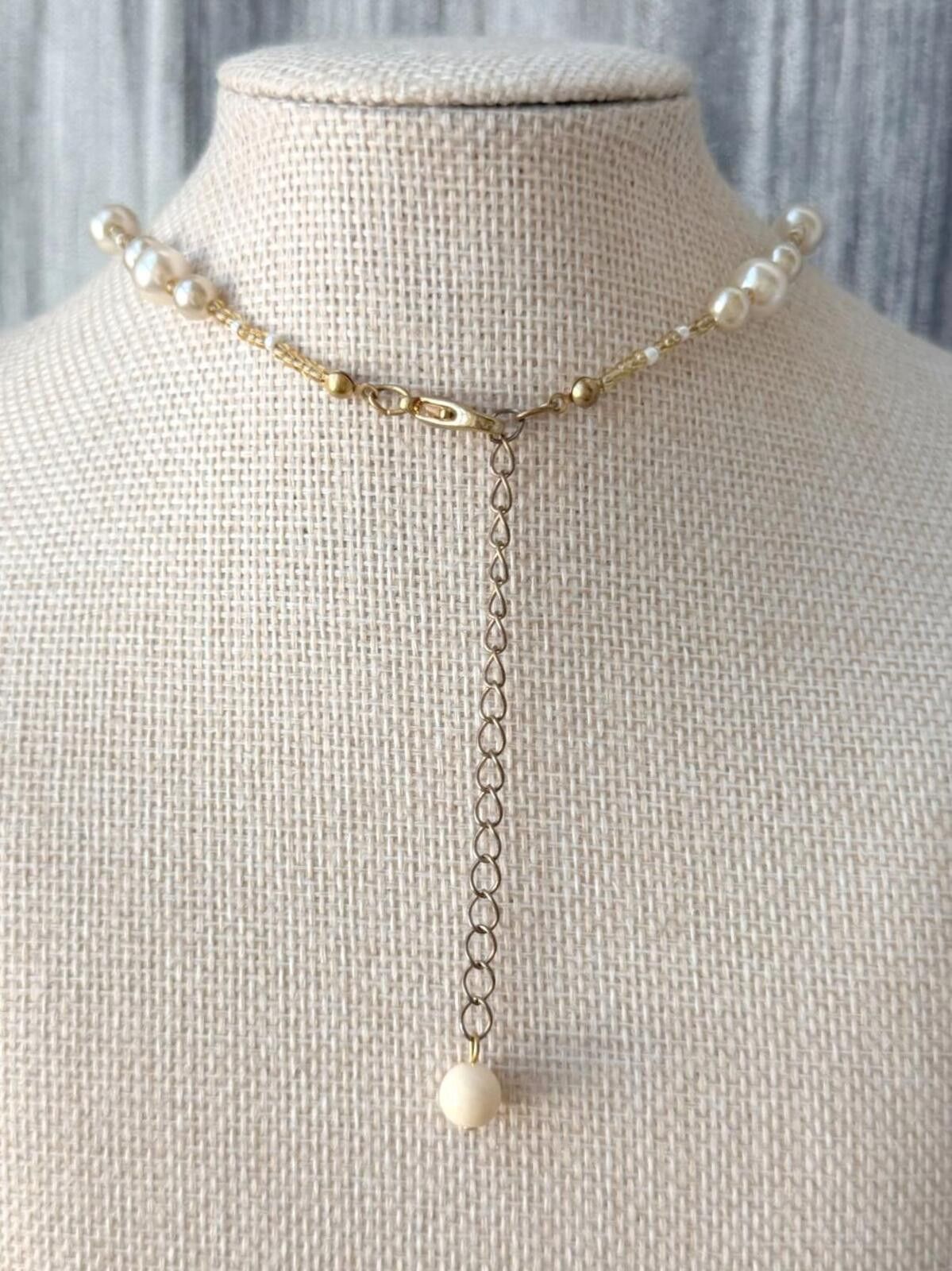 Other Vintage Faux Pearl Crystal Beaded Necklace Gold Size ONE SIZE - 4 Thumbnail