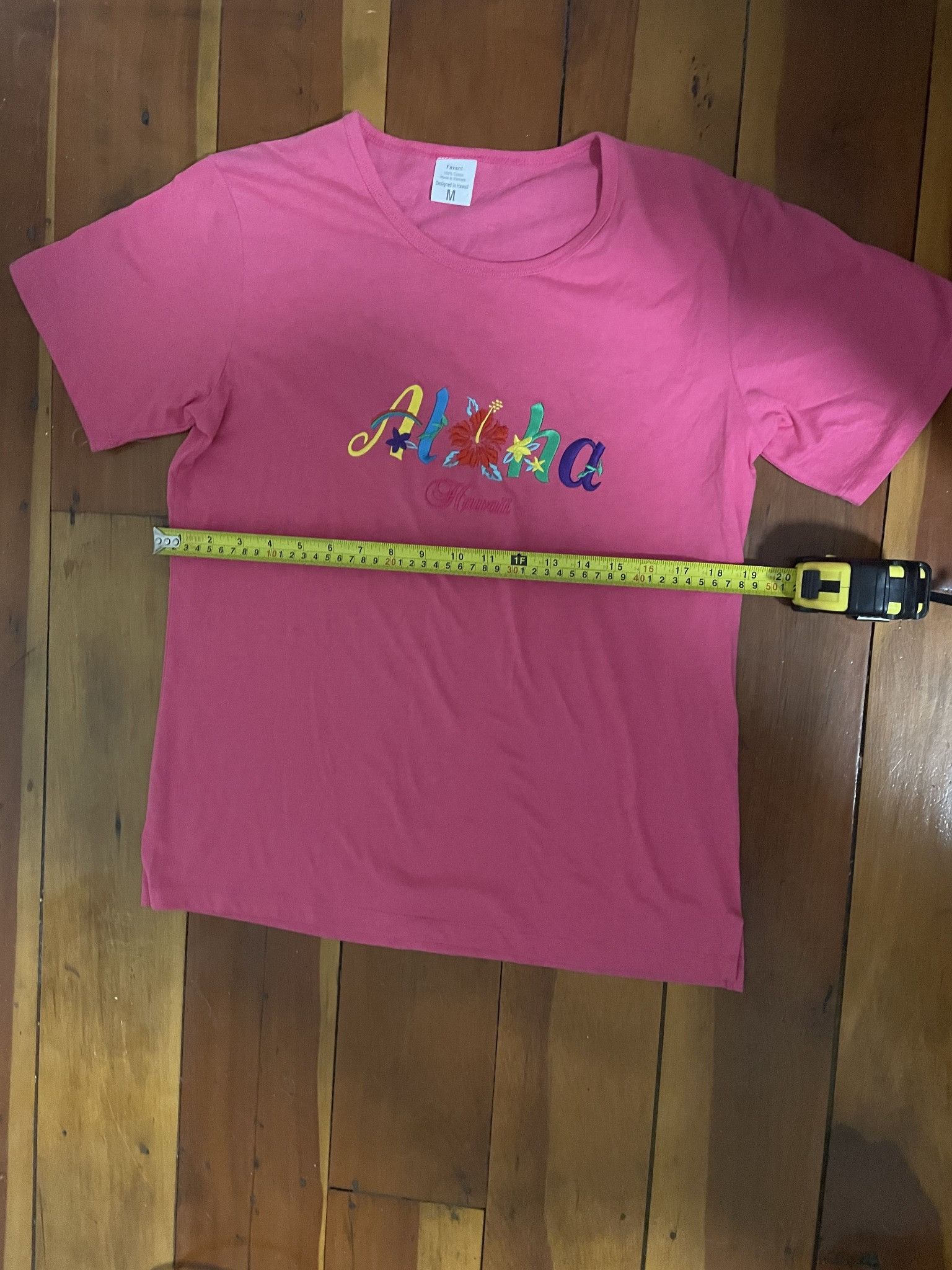 Other Favant Aloha Hawaii Embroidered Pink T-Shirt Size ONE SIZE - 5 Thumbnail