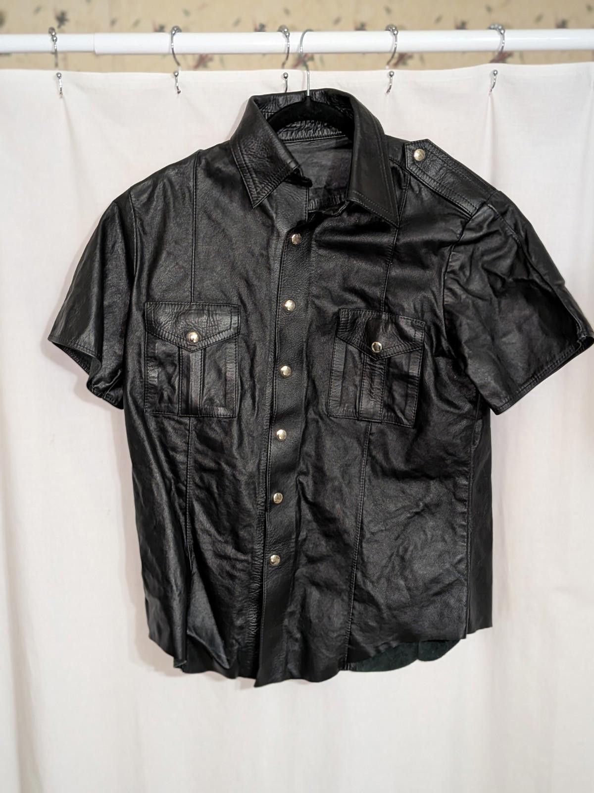 Designer VTG 80s BLACK on BLACK LEATHERS Police Uniform Polo Shirt XL Size US XL / EU 56 / 4 - 1 Thumbnail